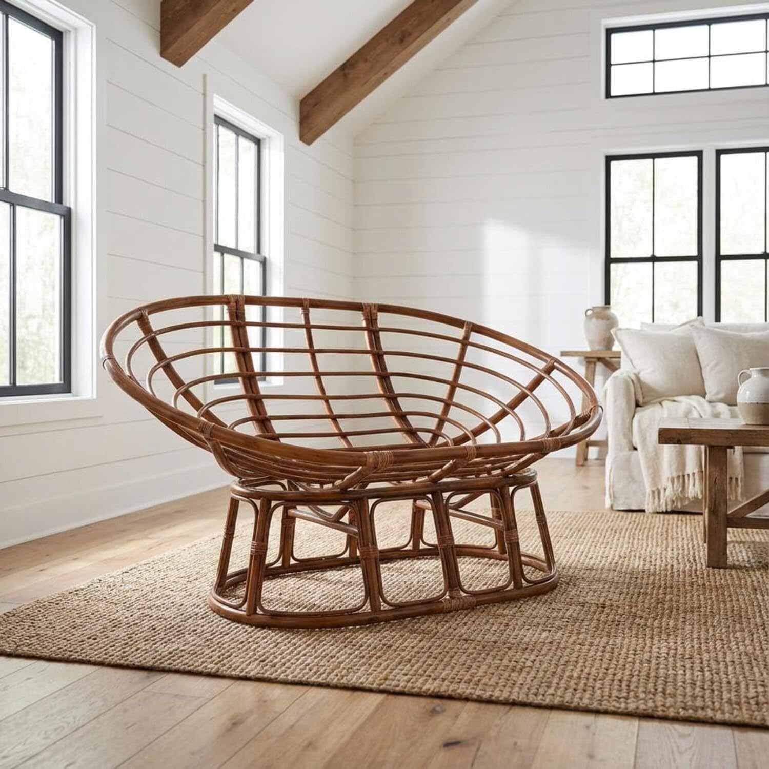 Double Papasan Chair with Microsuede Cushion Black
