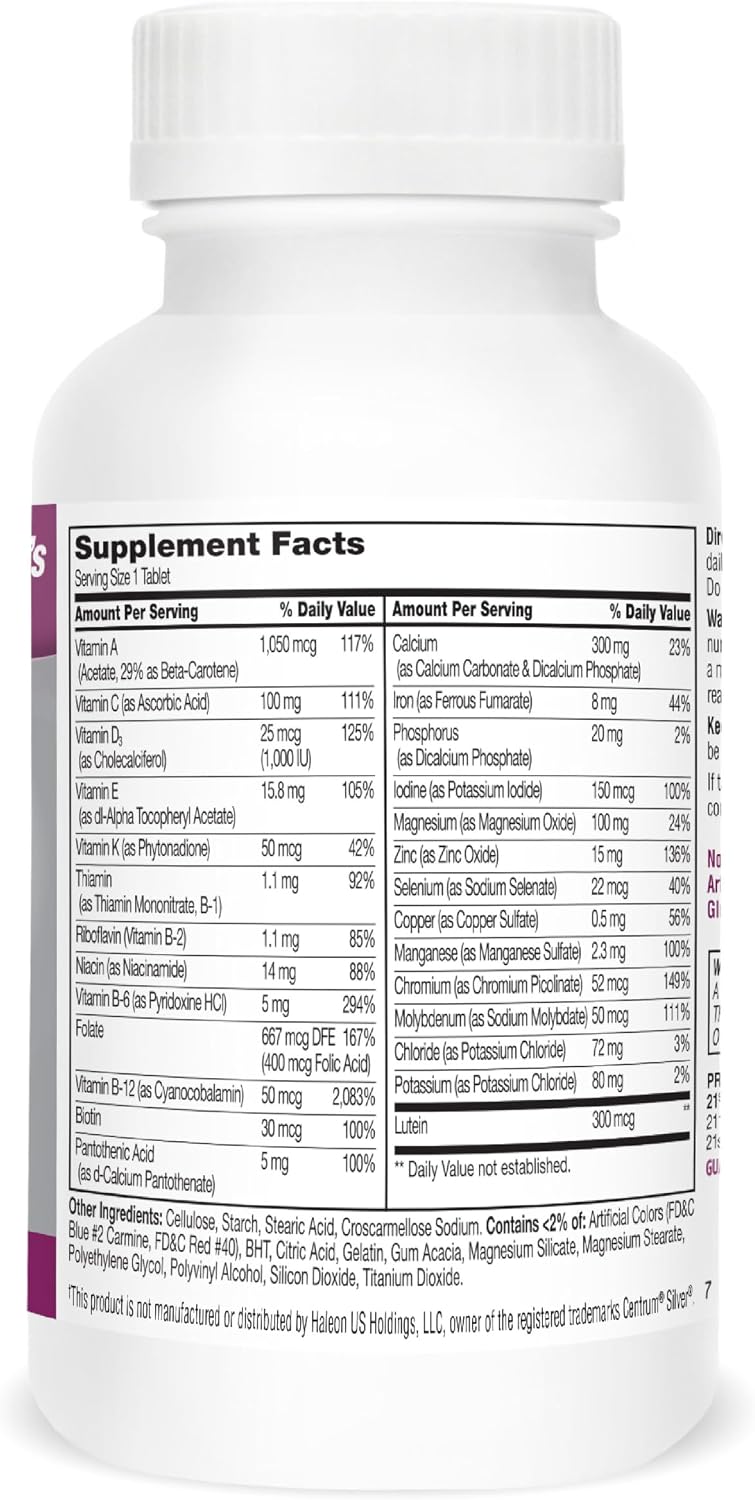 21st Century Sentry Senior Women 50+ Multivitamin, 100 Tablets | Complete Multivitamin & Multimineral, Compare VS. Centrum® SILVER Women 50+, Women 50 Plus, Full-Spectrum Nutrients for Heart