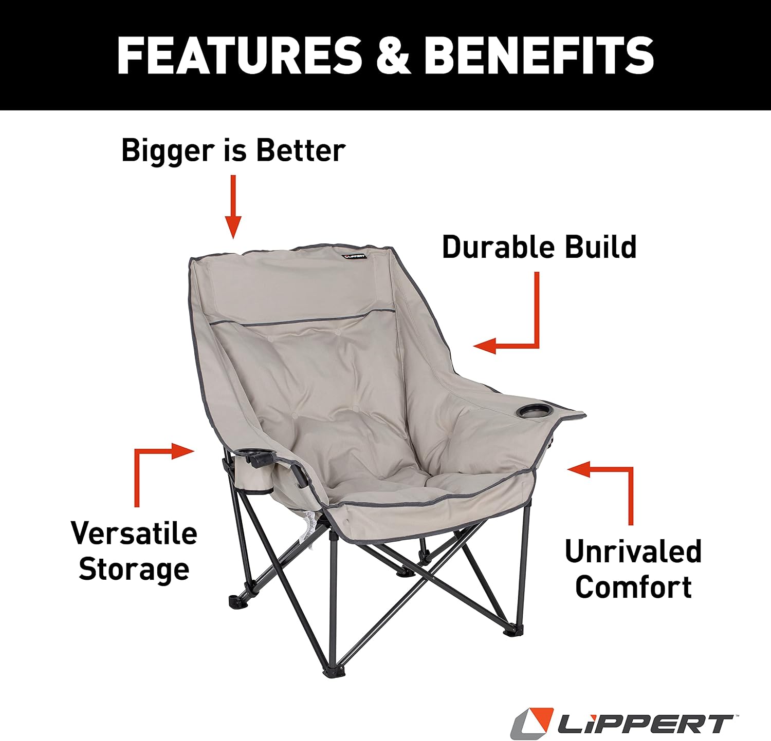 Lippert Components 2021128653 Big Bear Camping Chair - Sand