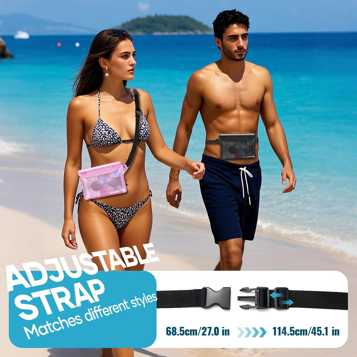 Waterproof Bag Fanny Packs for Women, Cruise Vacation Essentials Waterproof Pouch for Phone Passport Purse, Floating Dry Bags for Beach Water Park Boating Fishing Diving Surfing Kayaking Accessories | Floating, ideal for Beach, Boating & Kayaking, Durabl…