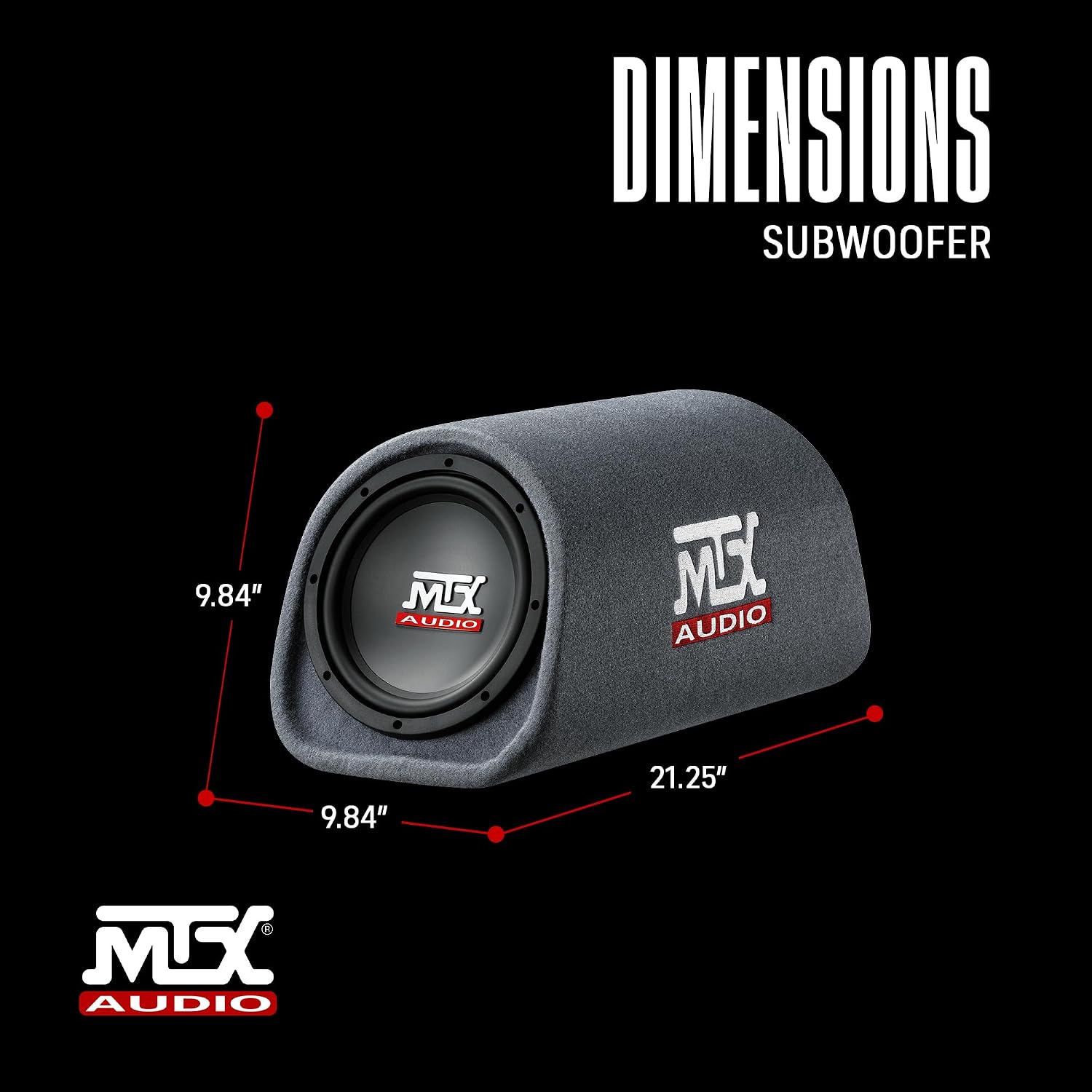 MTX Audio RT8PT 8 Inch 240 Watt Car Loaded Universal Powered High Performance Amplified Tube Box Vented Subwoofer Enclosure, RCA Connectivity