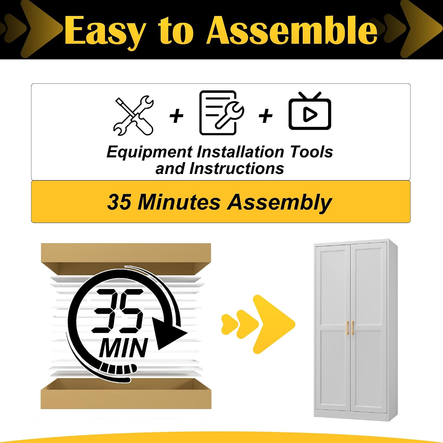 Steeloong 71"Metal Pantry Storage Cabinet with Doors & 4 Adjustable Shelves | Kitchen Pantry Cabinet,White Kitchen Cabinet with 2 Gold Handles,Tall Cabinet for Livingroom,Pantry, Bathroom,Kitchen