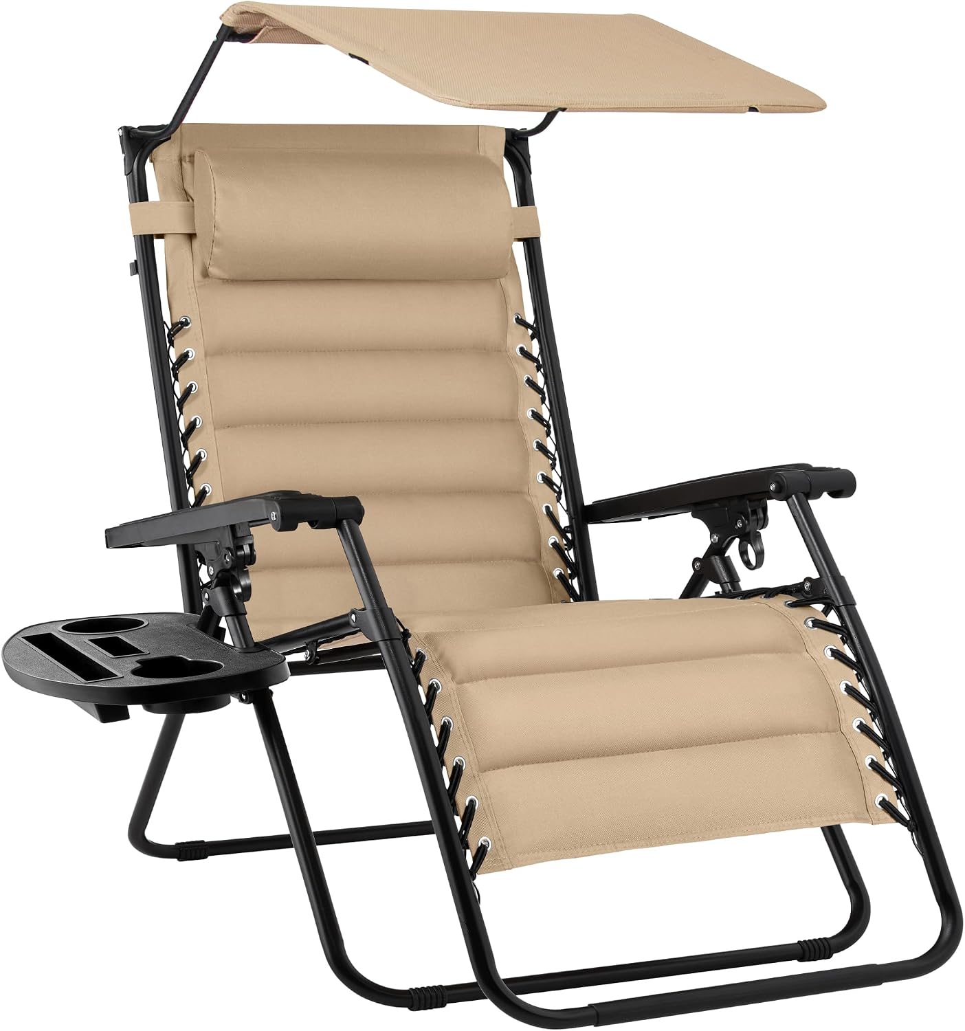 Best Choice Products Oversized Padded Zero Gravity Chair, Folding Outdoor Patio Recliner, XL Anti Gravity Lounger for Backyard w/Headrest, Cup Holder