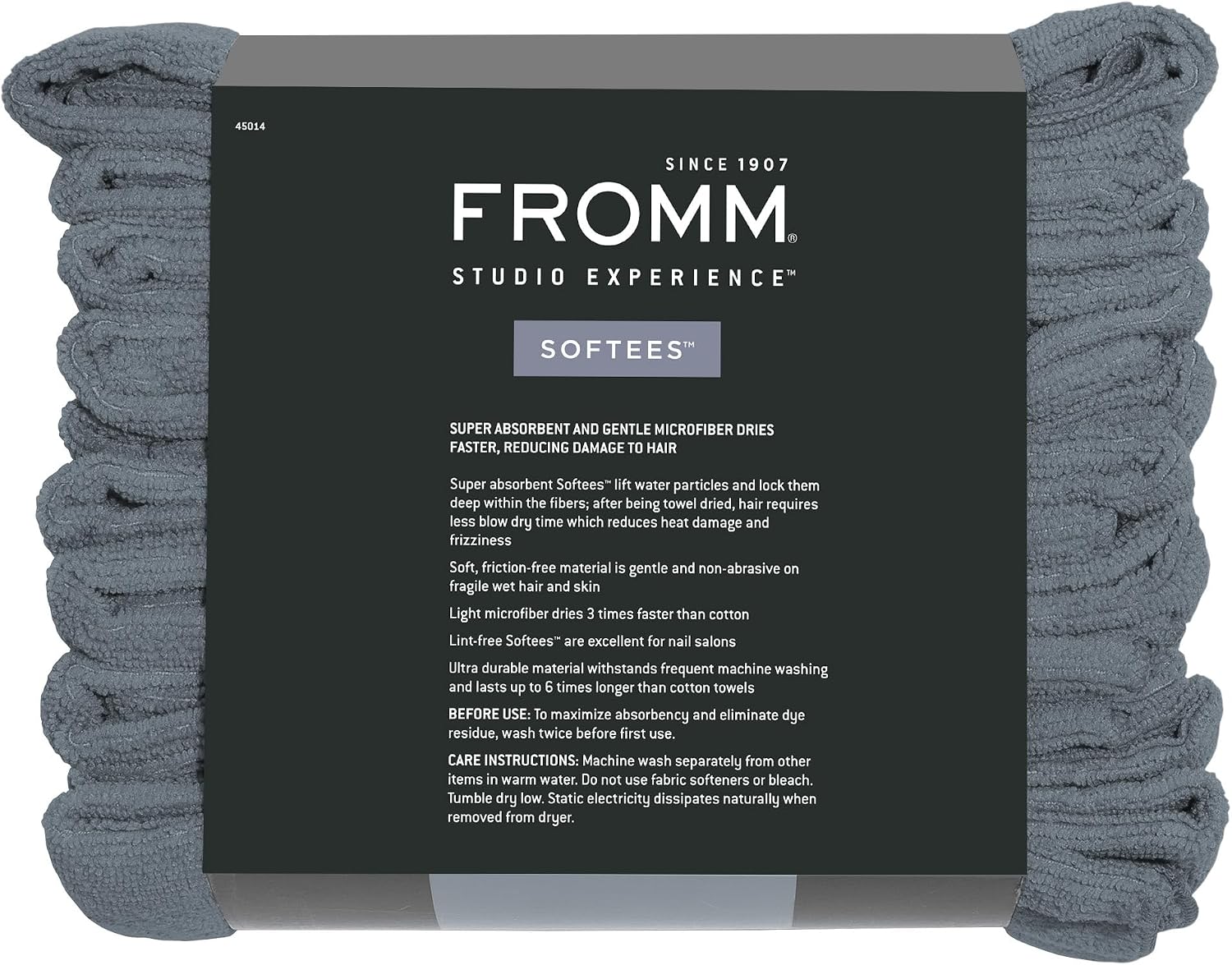 Fromm Softees Microfiber Hair Towels, Absorbent Salon Hair Towels for Hairstylists, Barbers, Spa & Gym, Fast-Drying, Ultra-Soft, Lint-Free, Multi-Purpose Towels, 16" x 29"- 10-Pack - Black