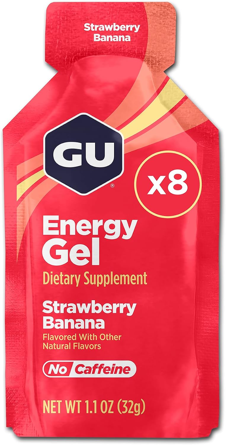 GU Energy Original Sports Nutrition Energy Gel, Vegan and Dairy-Free On-the-Go Energy for Any Workout, Vanilla Bean, 8-Count