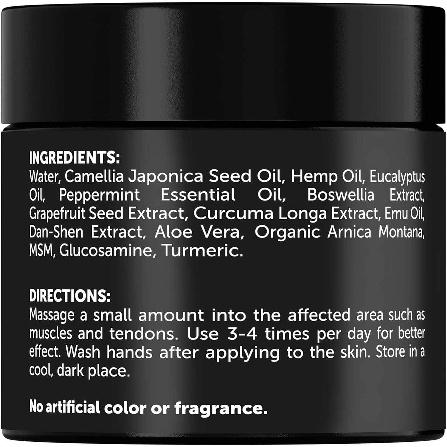 Premium Hemp Cream with Arnica, Aloe, Glucosamine - Maximum Strength - 4 OZ