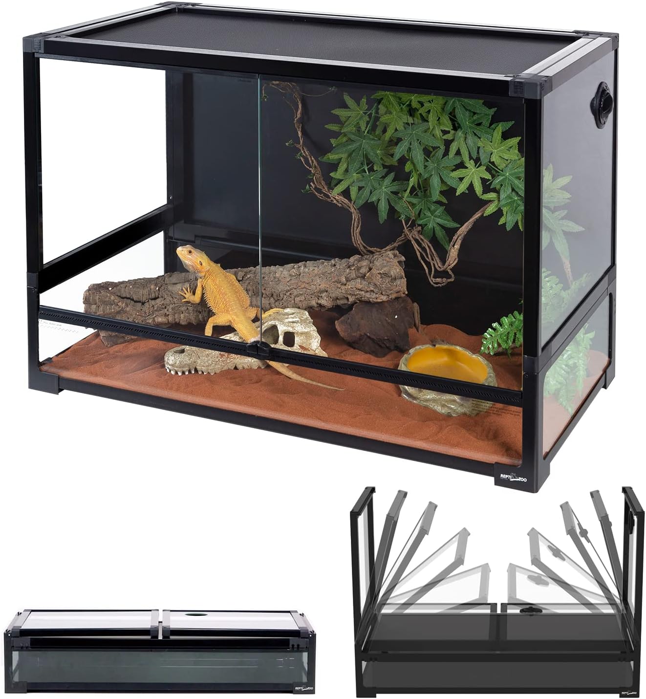 REPTI ZOO 85 Gallon Large Reptile Tank, Wide & Tall Tempered Glass Large Reptile Terrarium 47.2" x 17.7"x 23.6" for Tortoise Snake