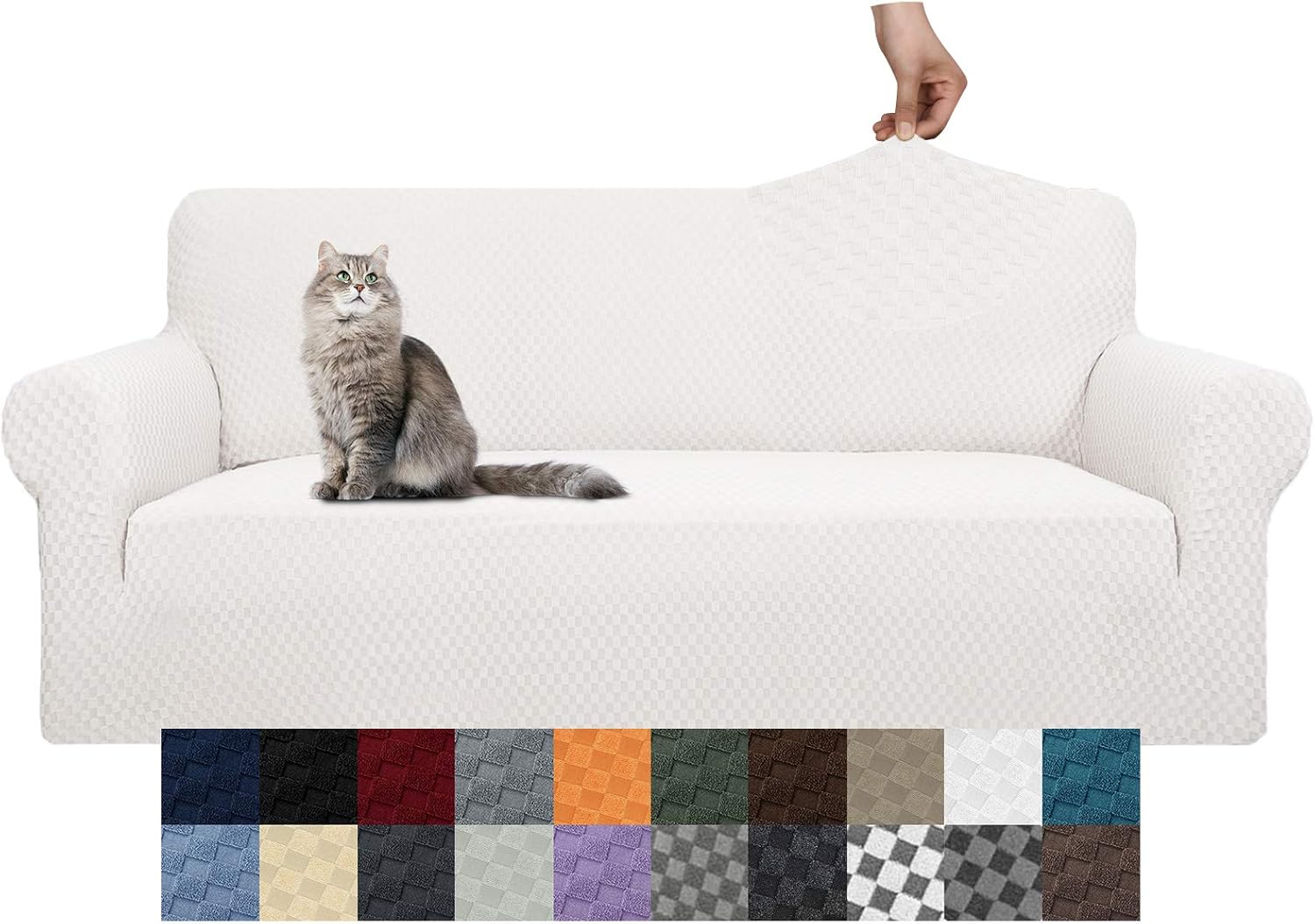 YEMYHOM Couch Cover Latest Jacquard Design High Stretch Sofa Covers for 2 Cushion Couch