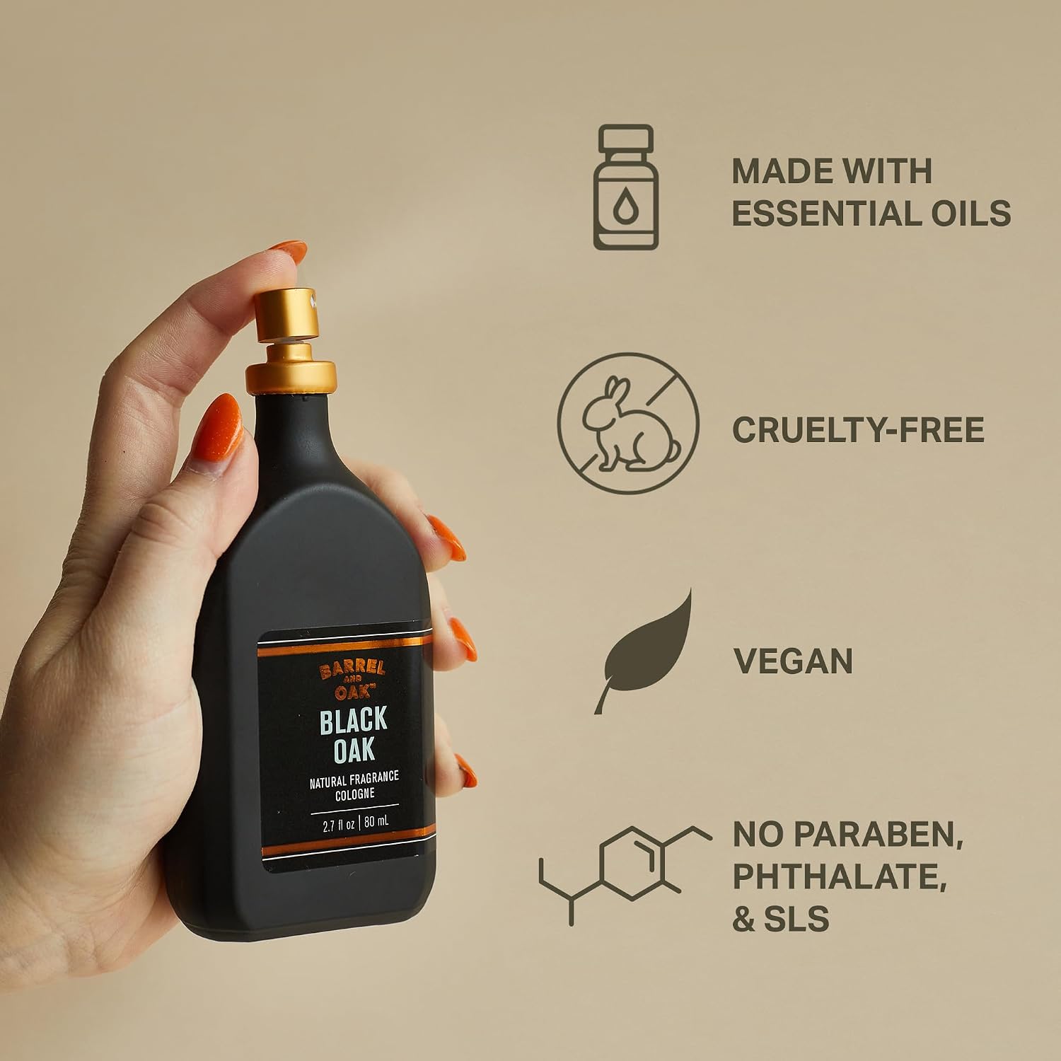 Barrel & Oak Essential Oil Based Cologne for Men, Bourbon Cedar, 2.7 oz | Long-Lasting Men's Cologne, Day & Night Fragrance, Paraben & SLS Free, Gifs forMen