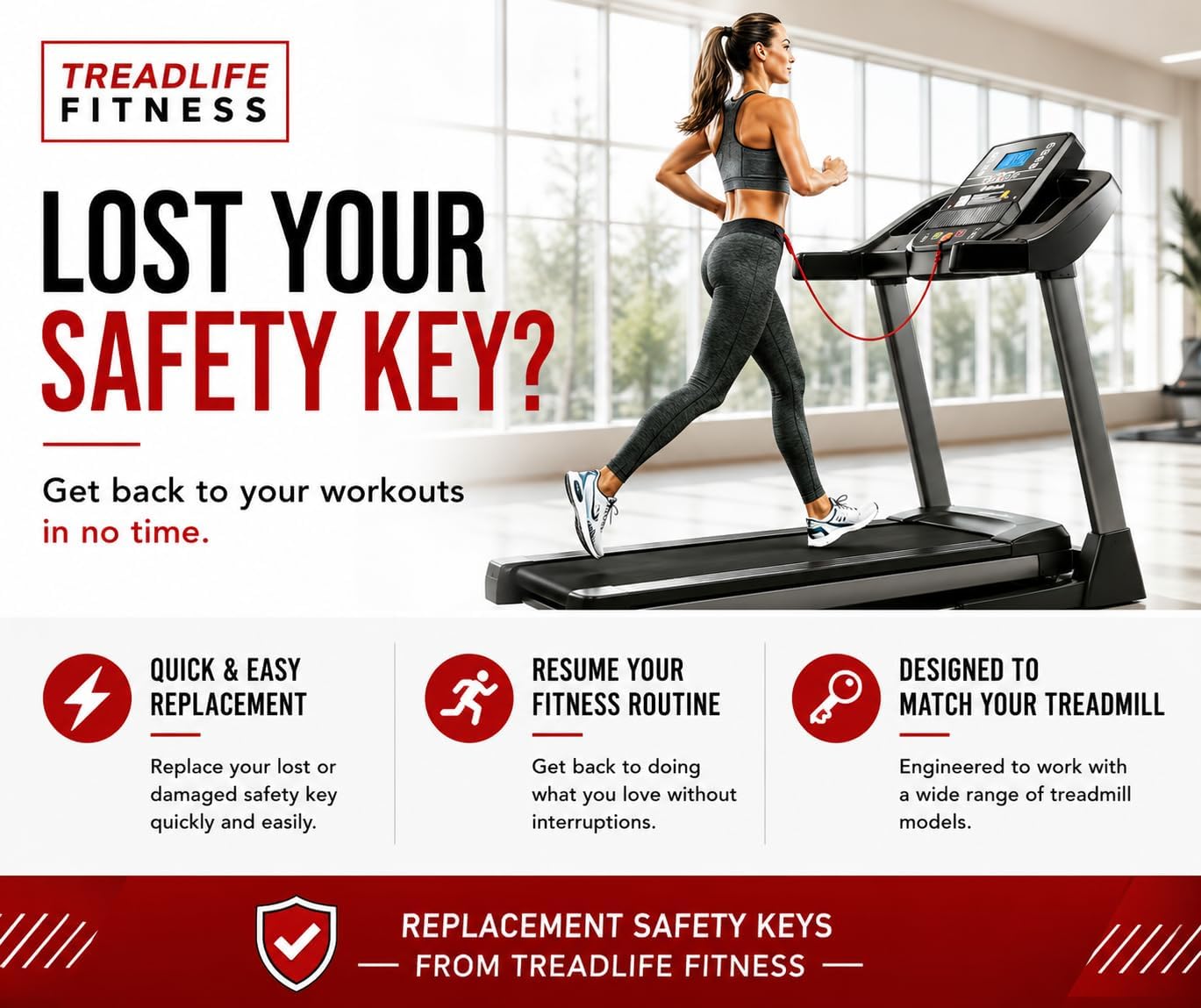 Treadmill Safety Key | Replacement for BowFlex TreadClimber TC3000 & TC5000 Models