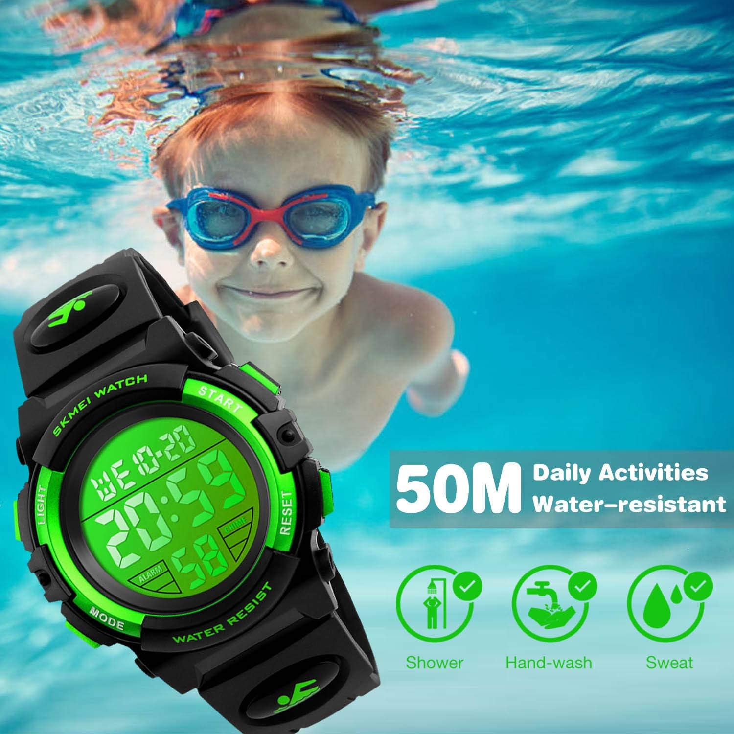 cofuo Kids Digital Watch for Boys Girls, Boys Watches Ages 3-17,Sport Outdoor Watch for Kid, 50M Waterproof Analog Multifunctional Chronograph LED Alarm Stopwatch Silicone Band, Kids Gift