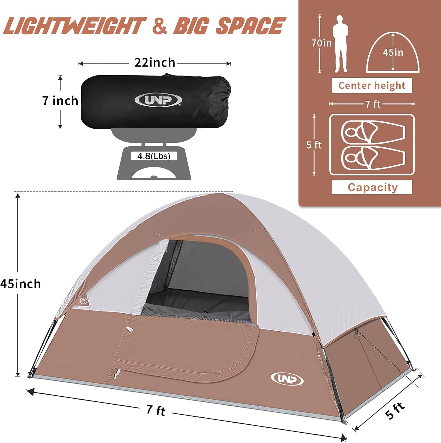 Camping Tent 2-4 Person, Waterproof Windproof Tent with Rainfly Easy Set up-Portable Dome Tents for Camping…