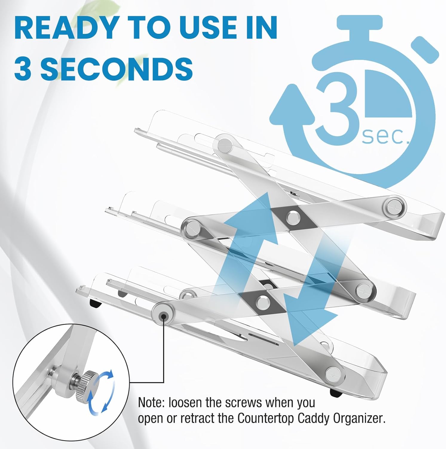 SDSNTE Countertop Caddy–3-Tier Collapsible Storage Organizer Compatible with Navage Nasal Irrigation System
