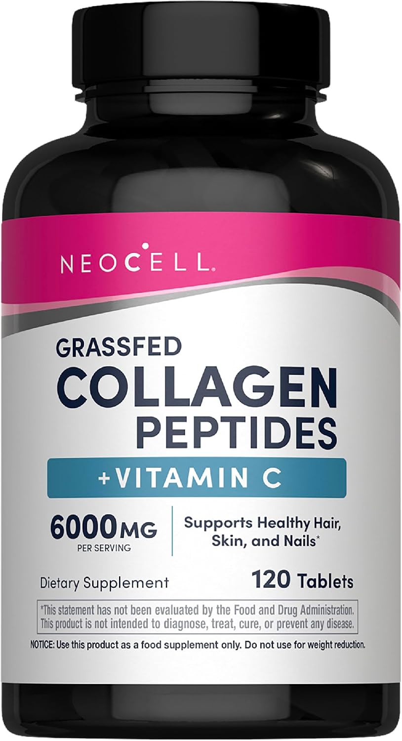 NeoCell Super Collagen with Vitamin C, 120ct Collagen Pills, Non-GMO, Grass Fed, Paleo Friendly, Gluten Free, Collagen Peptides Types 1 & 3 for Hair