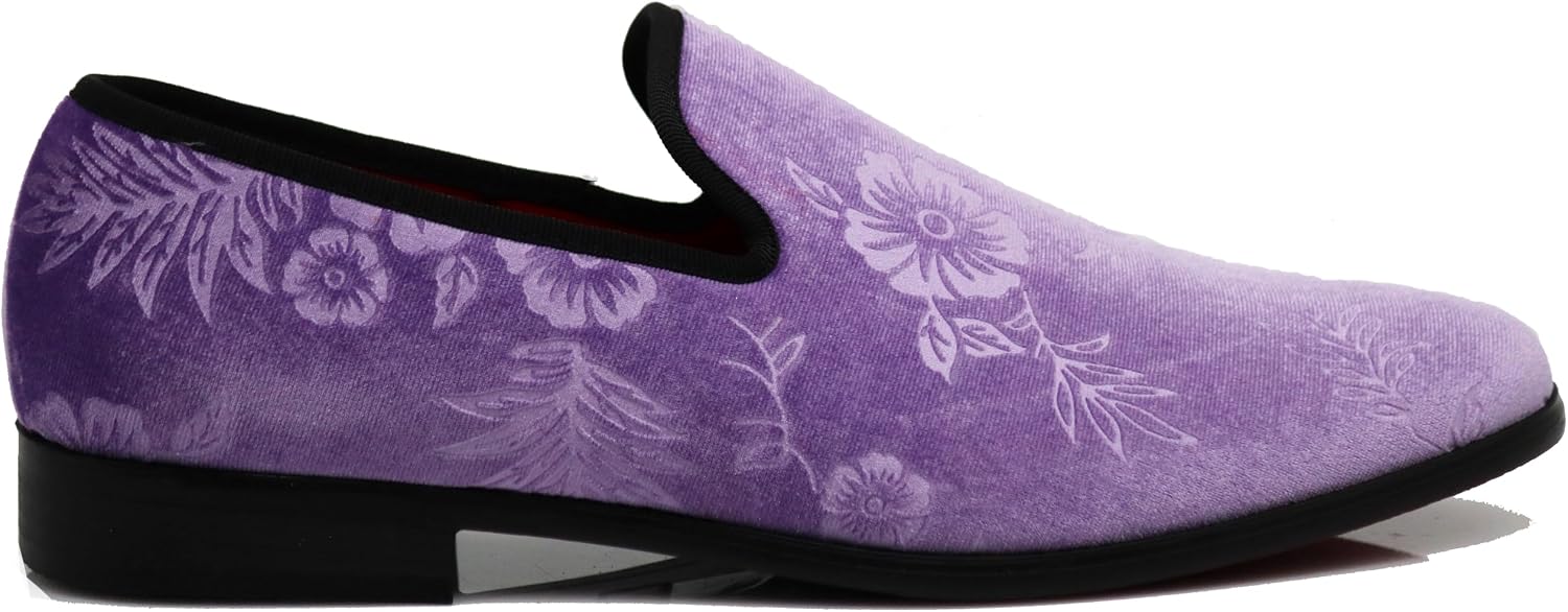 SPK35 Men's Vintage Velvet Flower Designer Dress Loafers Slip On Shoes Classic Tuxedo Dress Shoes
