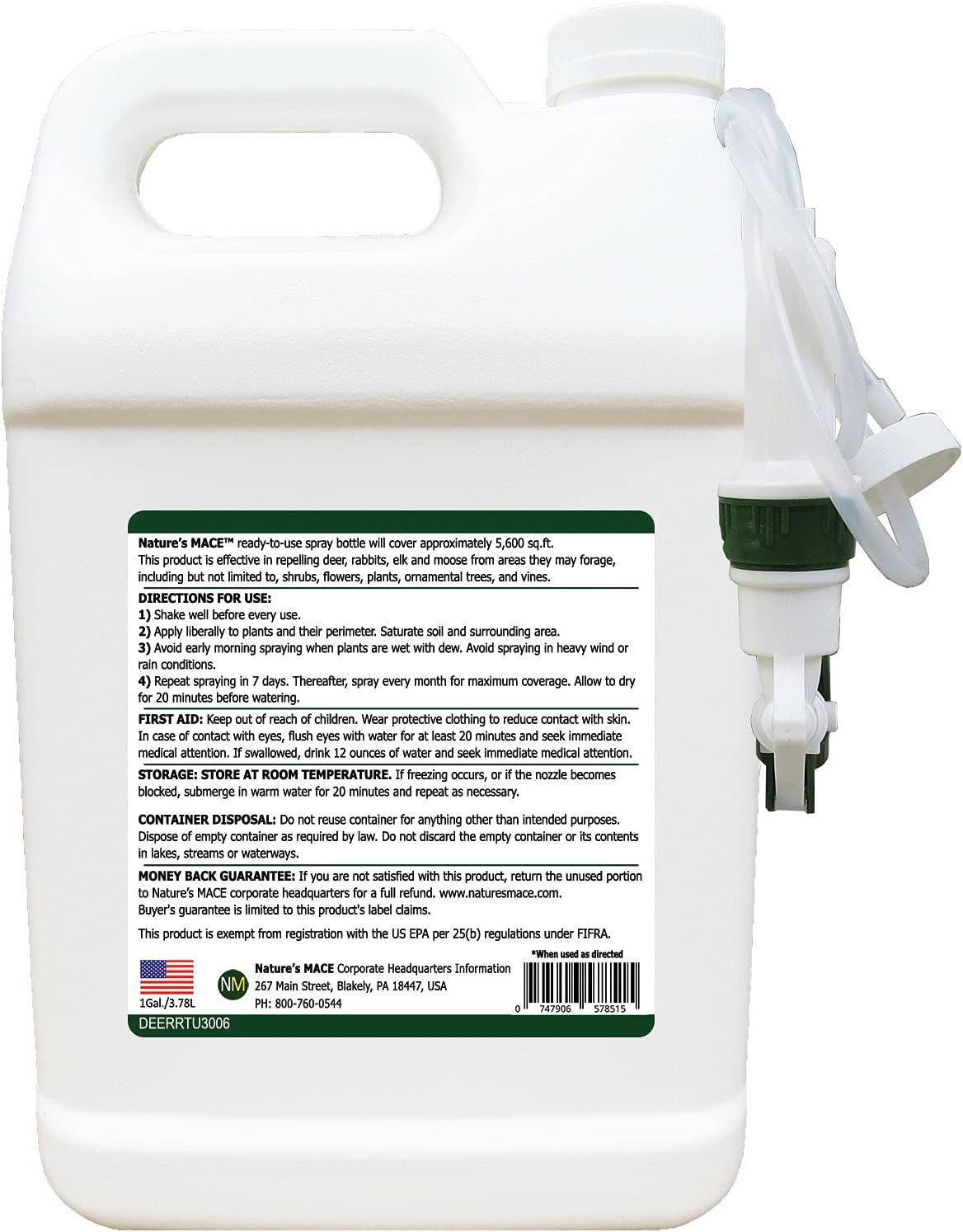Nature's MACE Deer & Rabbit Repellent 40 oz Concentrate | Deer Repellent Spray for Plants, Lawns, Flowers & Gardens, Plant Safe, Protect Plants Fast, All-Season Protection.