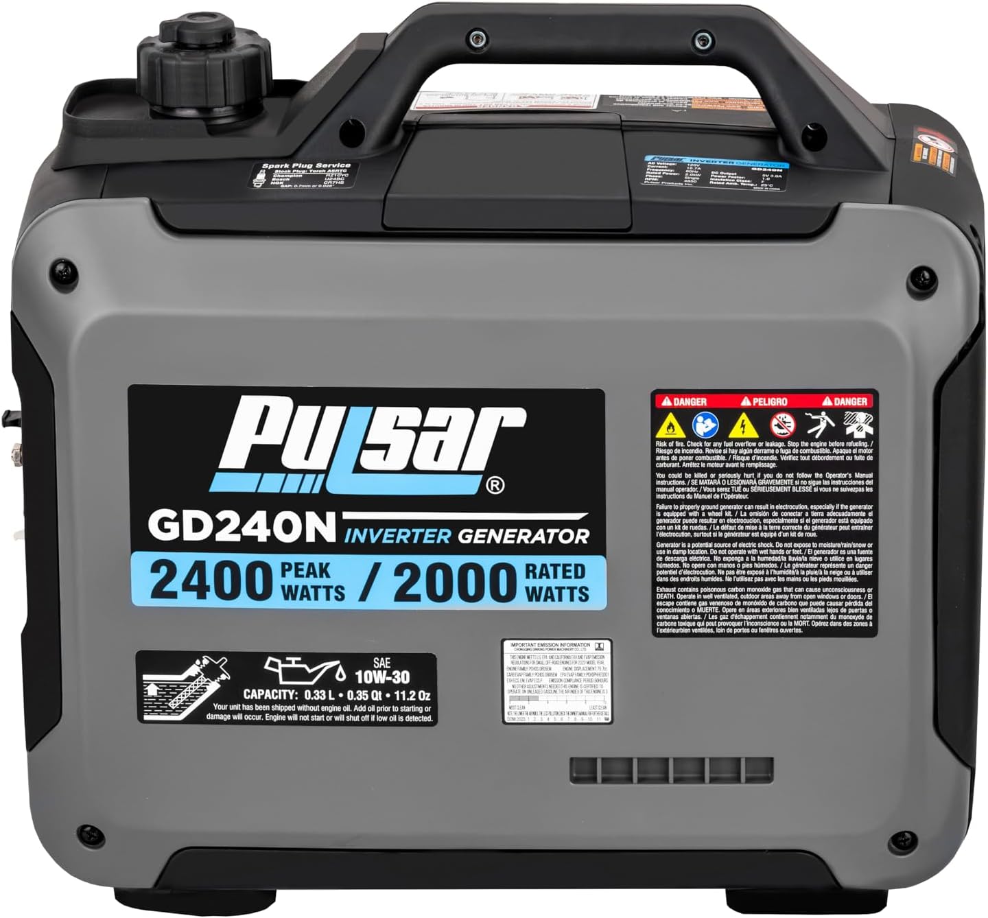 Pulsar 2,300W Portable Gas-Powered Quiet Inverter Generator With USB Outlet & Parallel Capability, Carb Compliant, G2319N