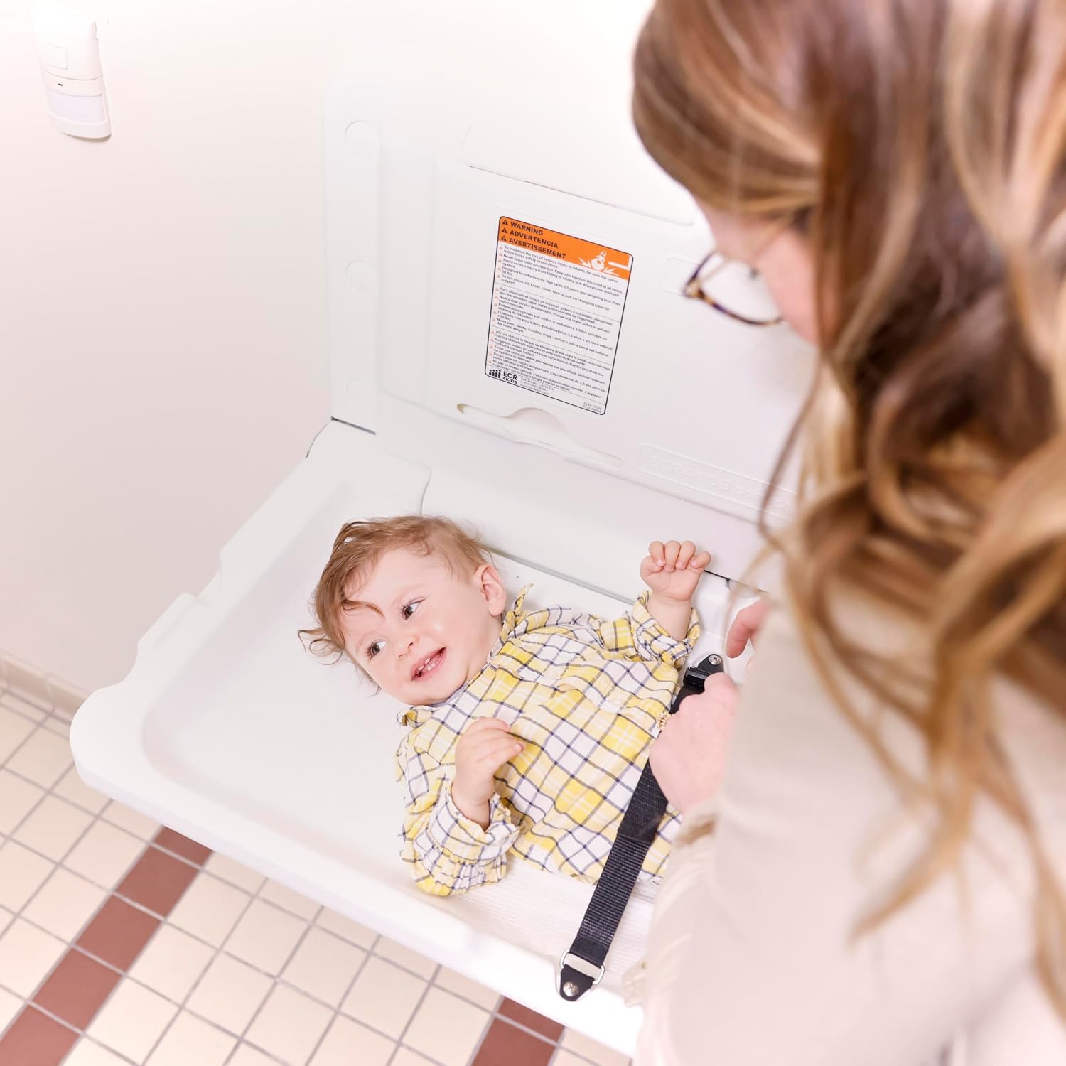 ECR4Kids Horizontal Wall-Mounted Baby Changing Station, Grey Speckled
