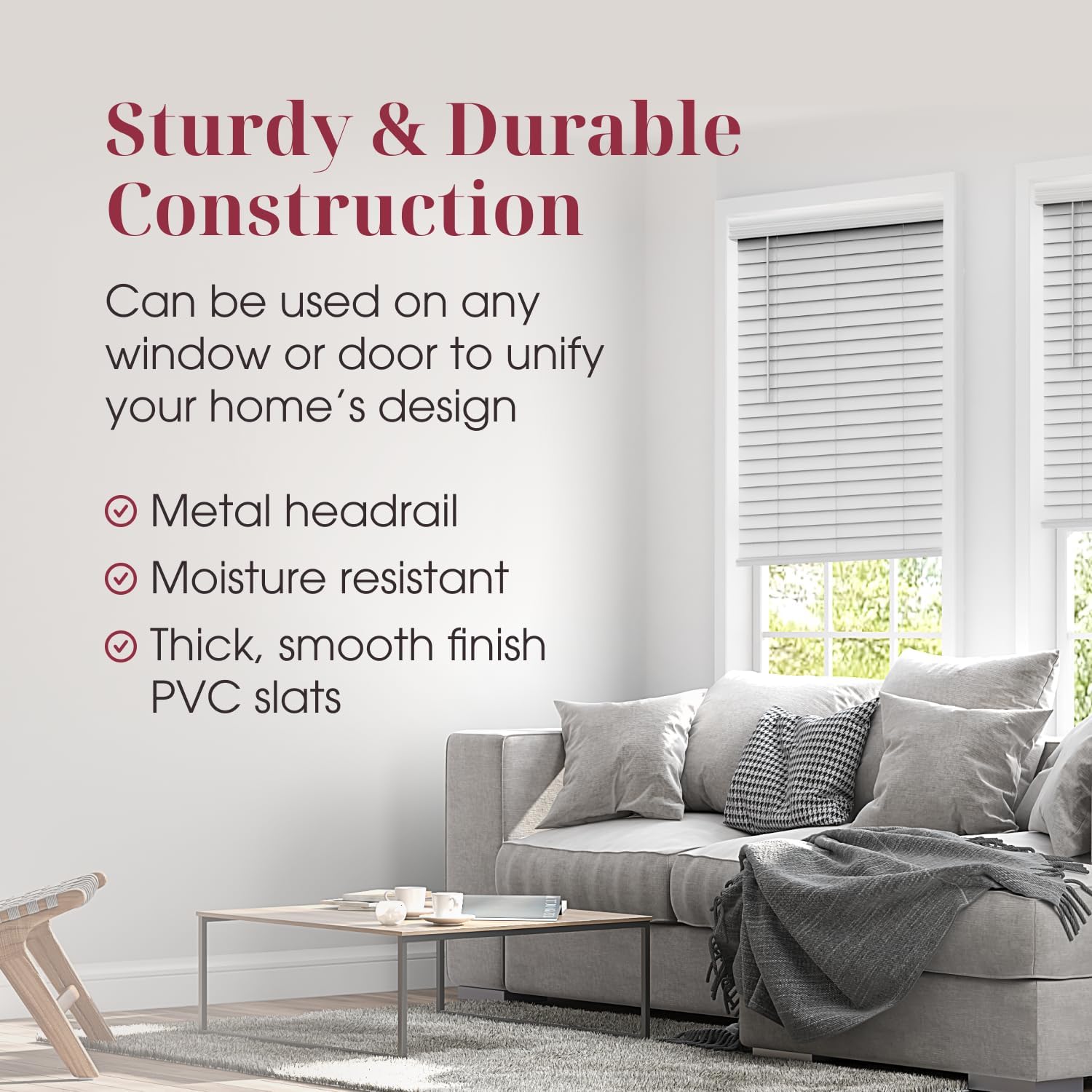 2" Faux Wood Blinds with Crown Valance 35.5" W x 60" H, White | Cordless Window Blinds for Indoor Windows, 2" Faux Wooden Blinds for Home or Office