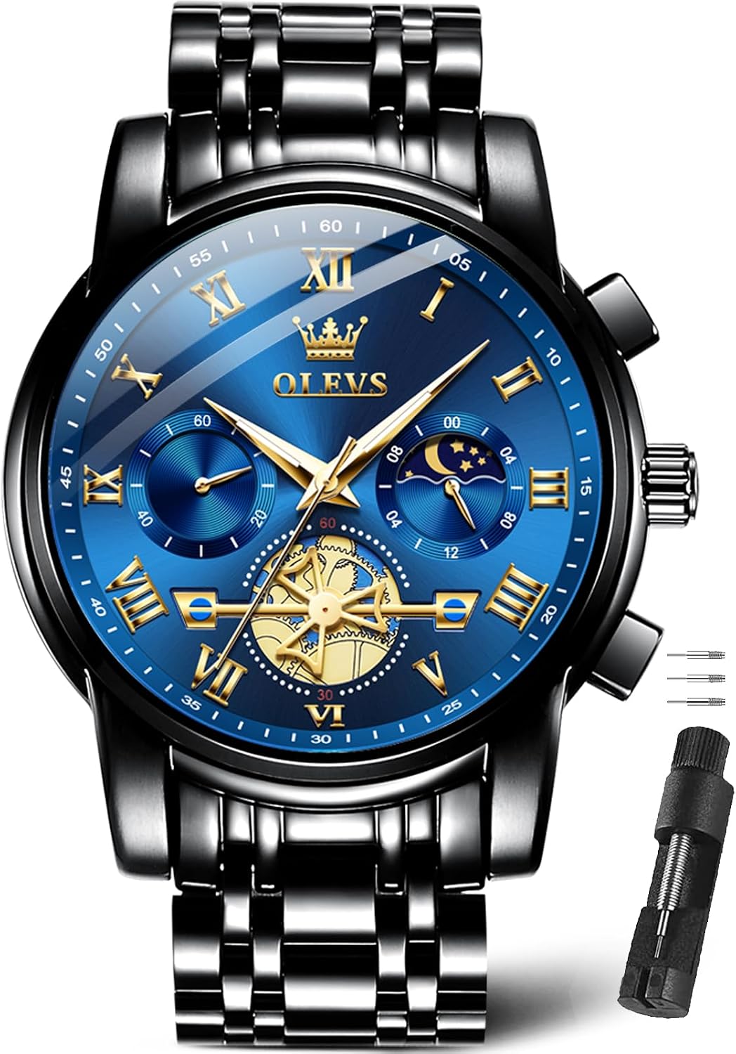OLEVS Watch Men Luxury Dress Stainless Steel Date Analog Watch Waterproof