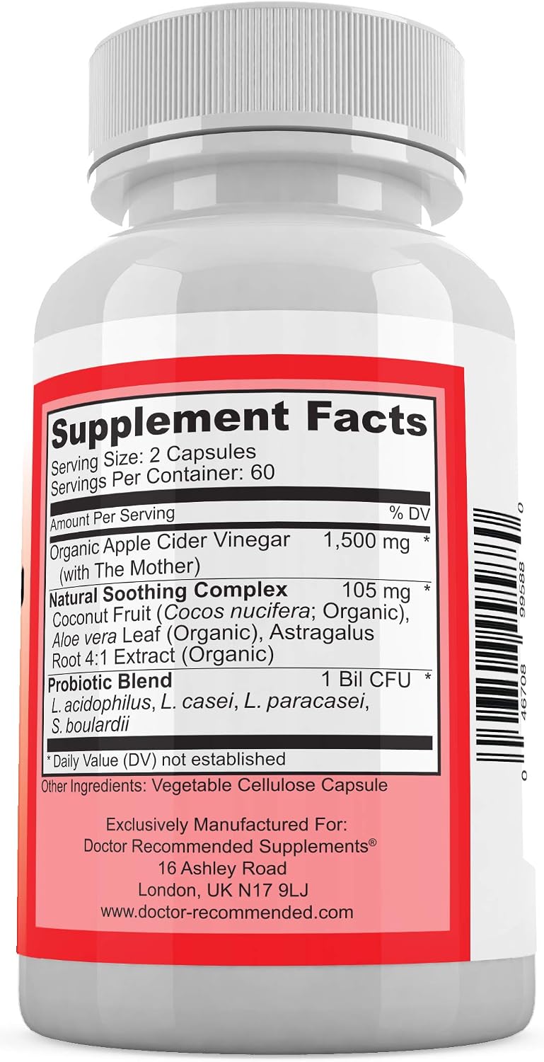 Apple Cider Vinegar Capsules - (120 Veggie Capsules) Organic ACV Supplement with Probiotics - 1500mg per Serving - Supports General Wellness &