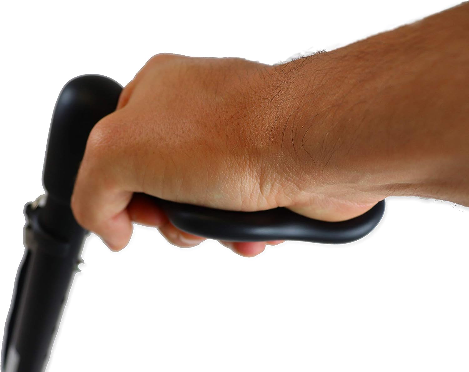 KMINA Folding Walking Cane for Women and Men, Palm Grip, Right Hand, Black