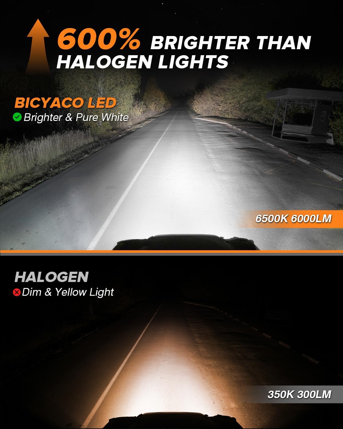 BICYACO 1 Pair 105W Rectangular 5x7/ 6x7 Inch Led Headlight High Low Beam Headlamp Compatible with Jeep Wrangler YJ Cherokee XJ Kenworth T300 1997-2010 Replacement H6054 H5054 H6054LL 69822 6052 6053