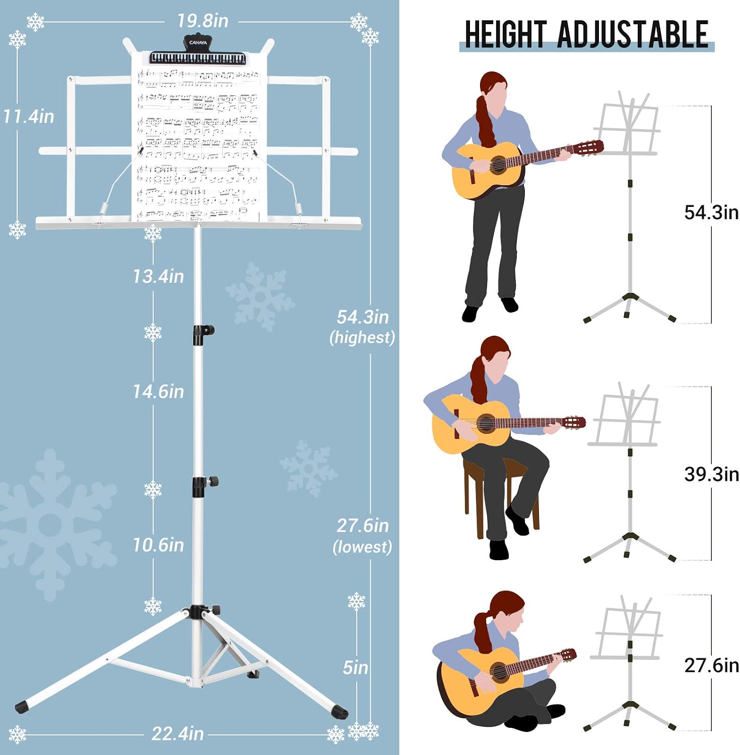 CAHAYA Sheet Music Stand Portable Folding Dual Use Desktop Book Holder