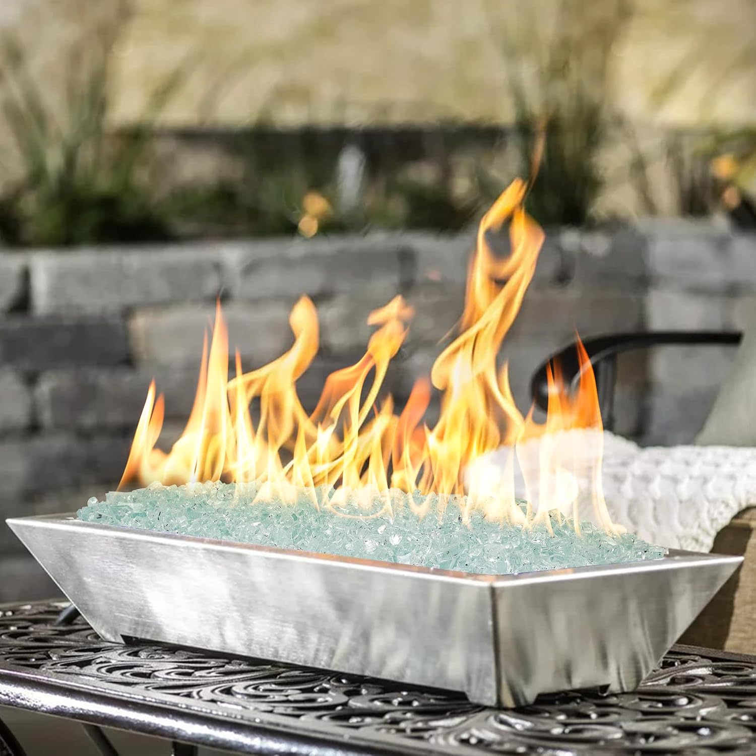 Onlyfire 10 lbs Fire Glass Rocks for Gas Propane Fire Pit and Fireplace