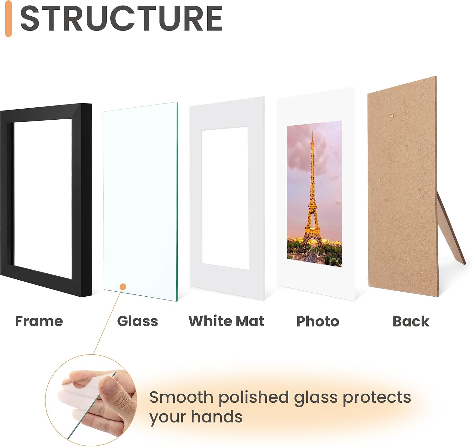 upsimples 12x12 Picture Frame, Gallery Glass Poster Frames Set of 3, Black