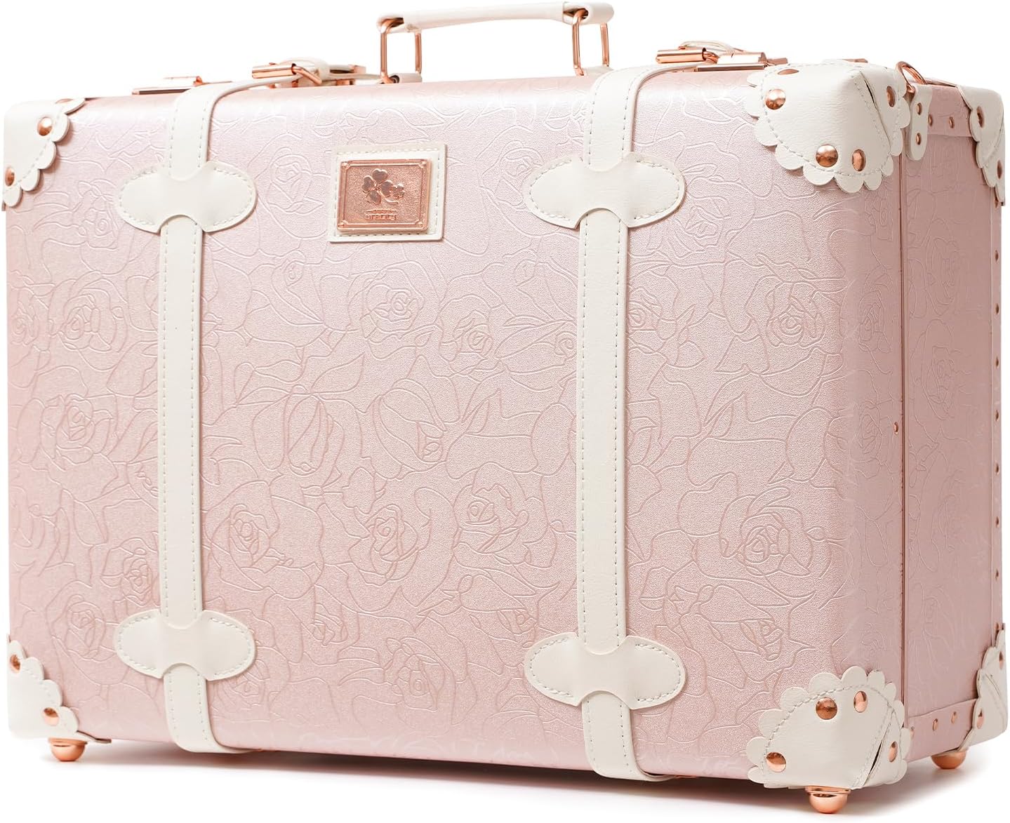 urecity Vintage and Cute Carry-on Overnight Case Non-wheeled Mini Leather Trunk Suitcase with Shoulder Strap