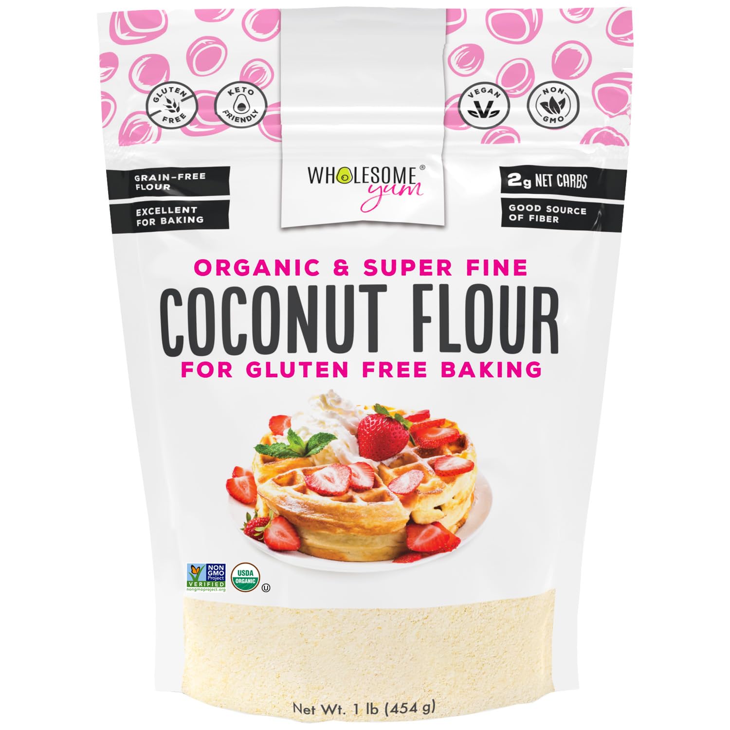 Wholesome Yum Premium Organic Coconut Flour For Baking, Keto, Gluten Free