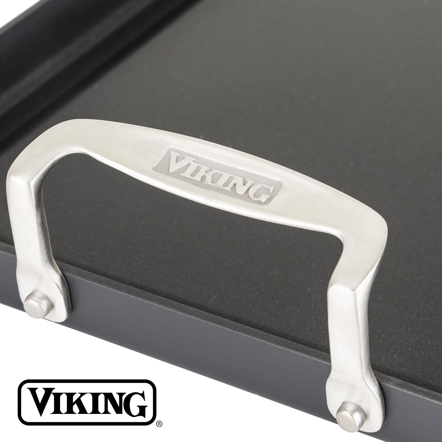 Viking Nonstick Double Burner Griddle, 19 x 11 Inch Hard Anodized Kitchen Grill Pan with Handles, Oven Safe, Works on Gas, Ceramic