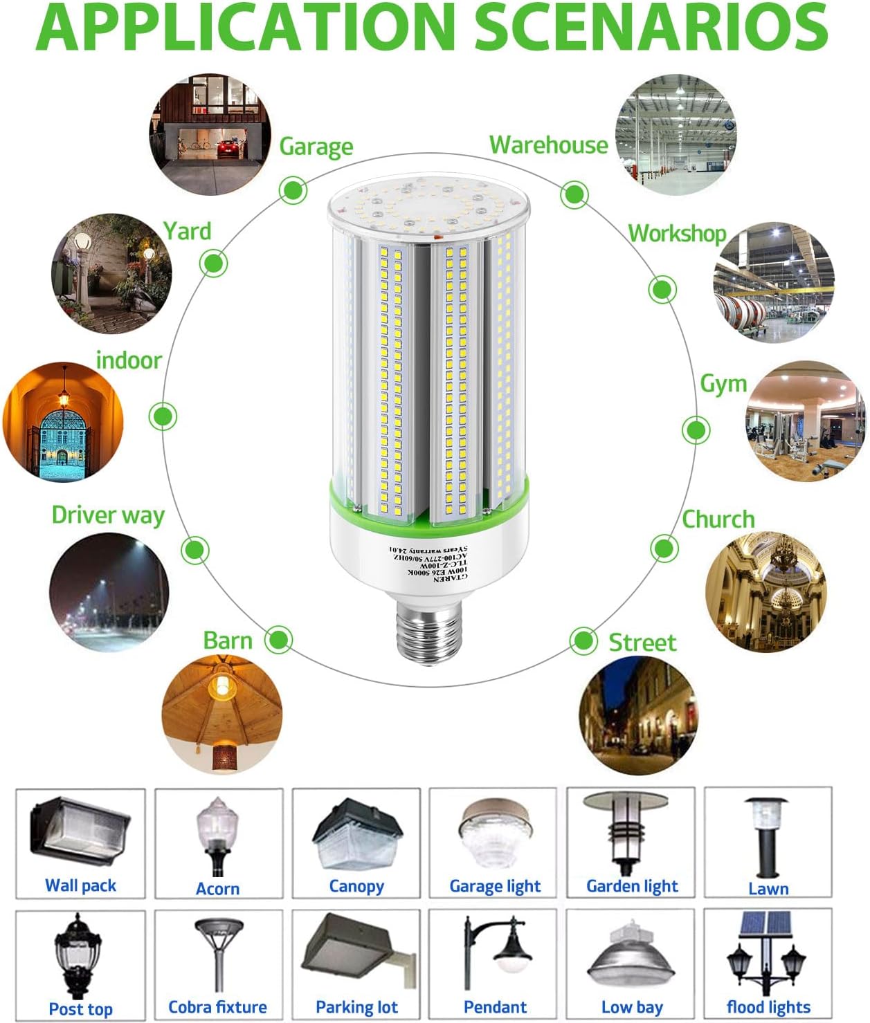 GTAREN 2-Pack 50w Corn LED Light Bulb, E26/E39 led Bulbs, 120-277v 5000k