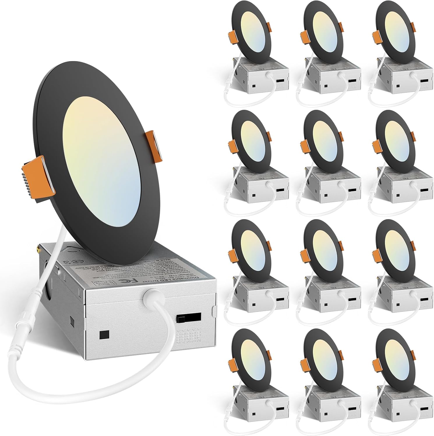 Amico 12 Pack 6 Inch LED Recessed Lighting, Canless Wafer Downlight, White