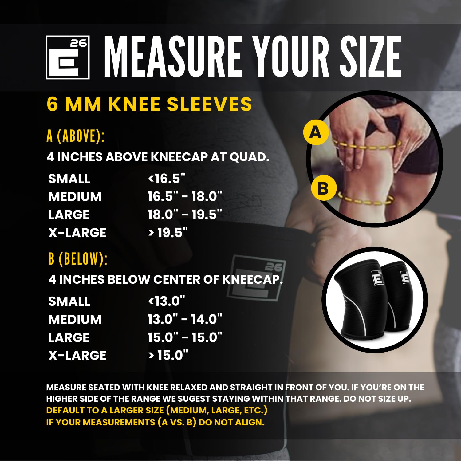 Element 26 Knee Sleeves for Weight Lifting with Gym Bag (M, Black) | 6mm Neoprene Support for Powerlifting, CrossFitting, Squats, Deadlifts, 7mm Compression, Non-Slip, Men & Women, Sold As Pair
