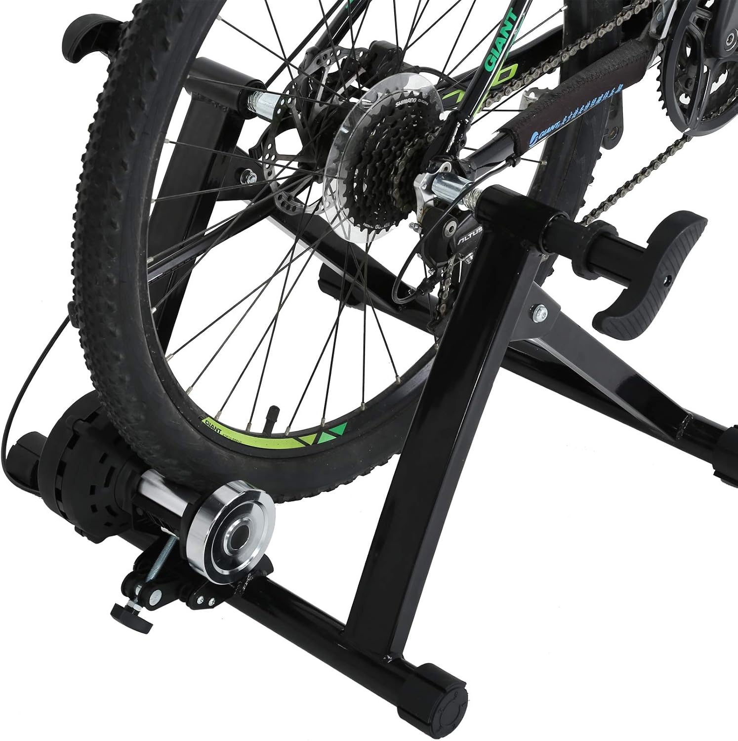Portable Bike Trainer Stand Bicycle Trainers Road, Bike Trainer for Indoor Riding Magnetic Bike Trainer with Noise Reduction Wheel 5 Levels Resistance