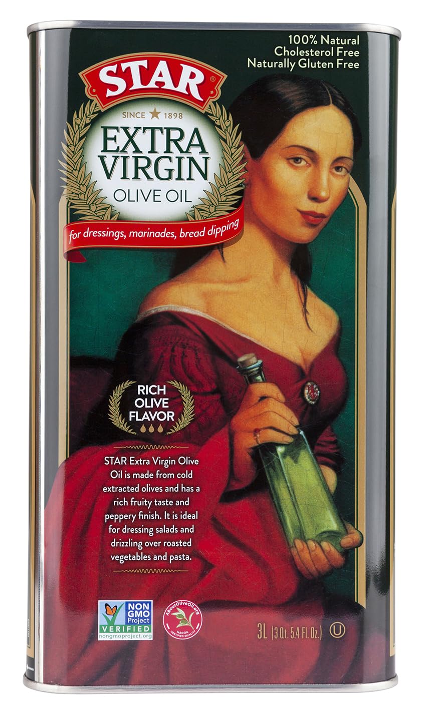 STAR | Extra Virgin Olive Oil | 101 Oz (3 L) Tin | Rich Olive Flavor | Ideal for Family Cooking and Daily Use | Rich Olive Flavor
