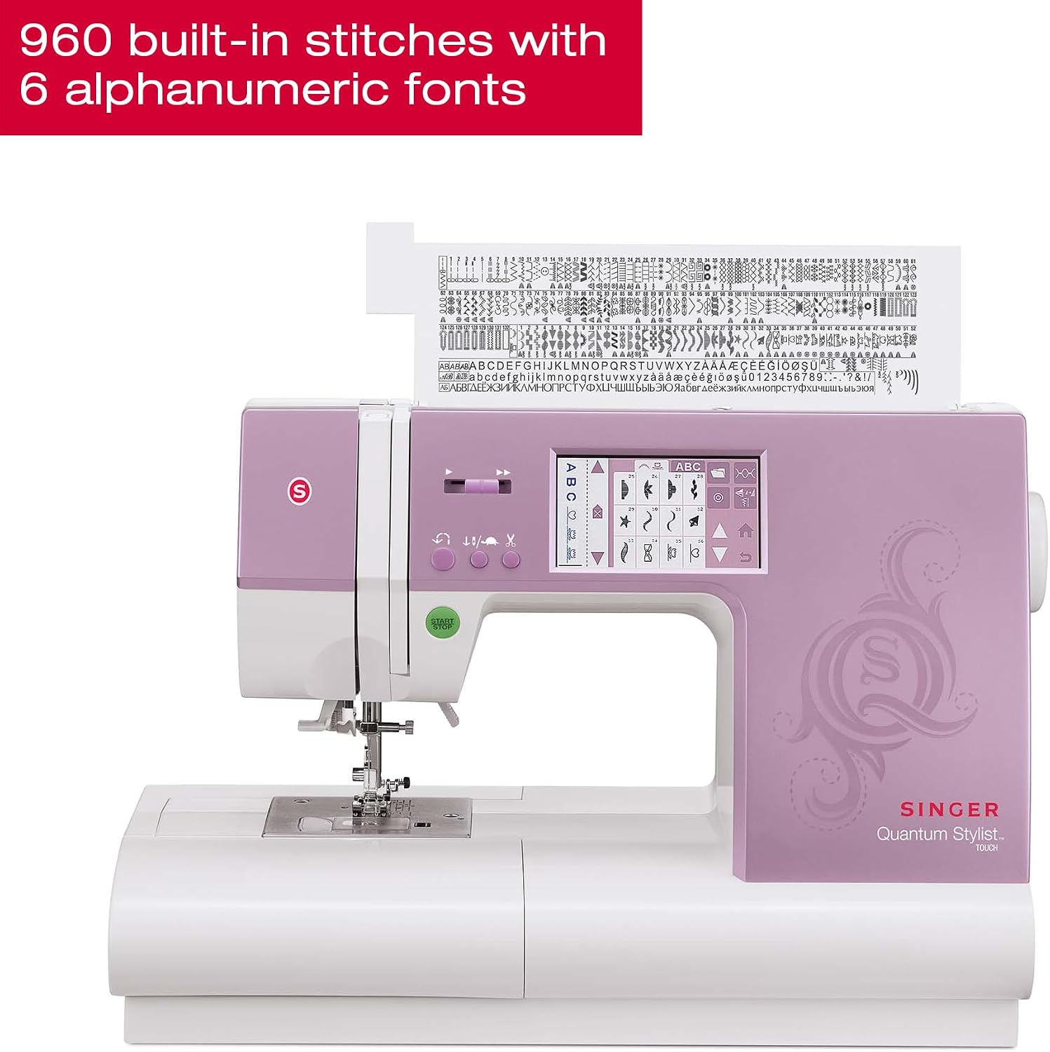 SINGER® Quantum Stylist 9985 Computerized Sewing Machine with Accessory Kit | 1, 000+ stitch applications, built-in needle threader, LCD touch screen