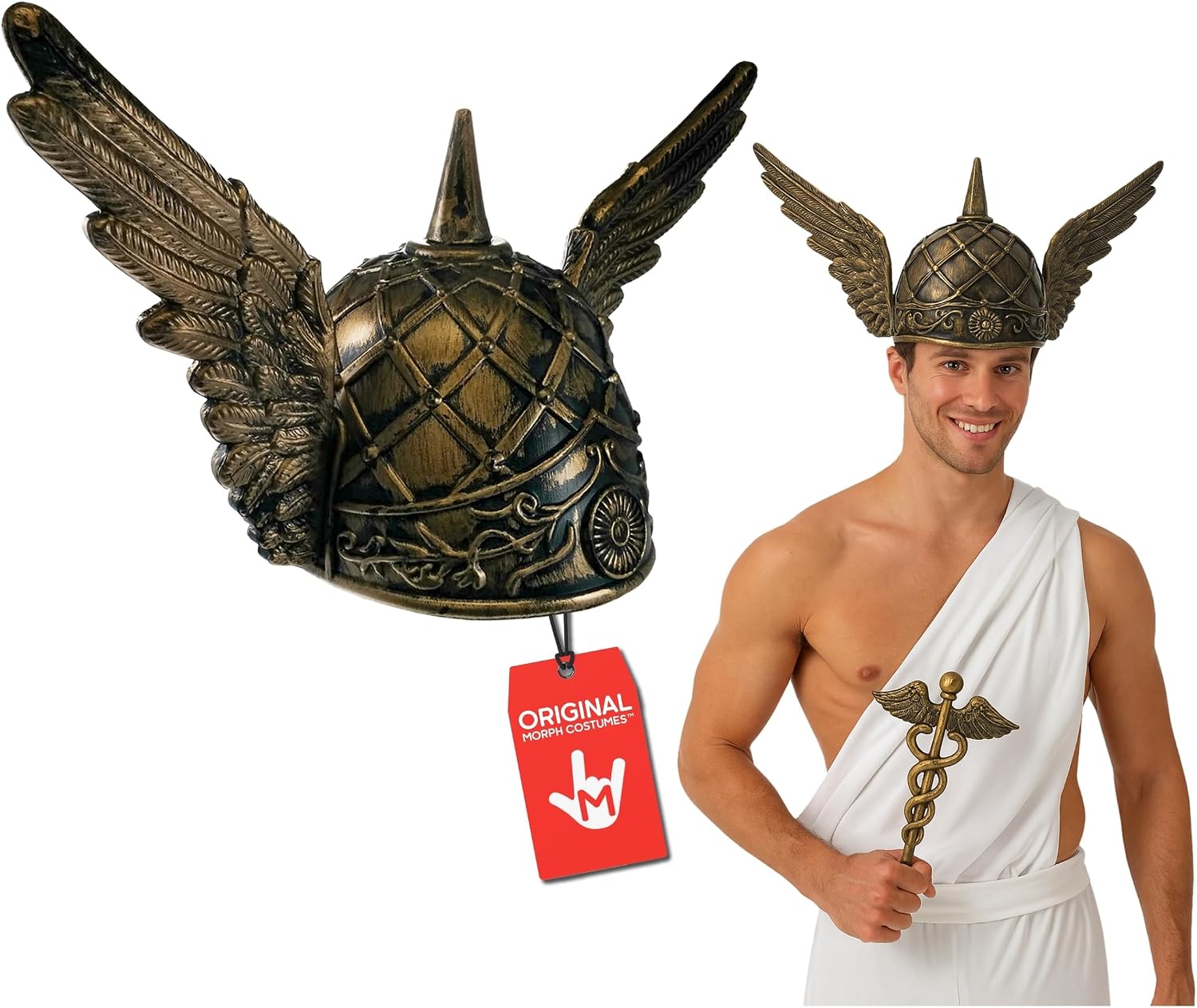 Nicky Bigs Novelties Morph Adult Viking Norse God Winged Helmet Greek Cosplay Halloween Costume Accessory