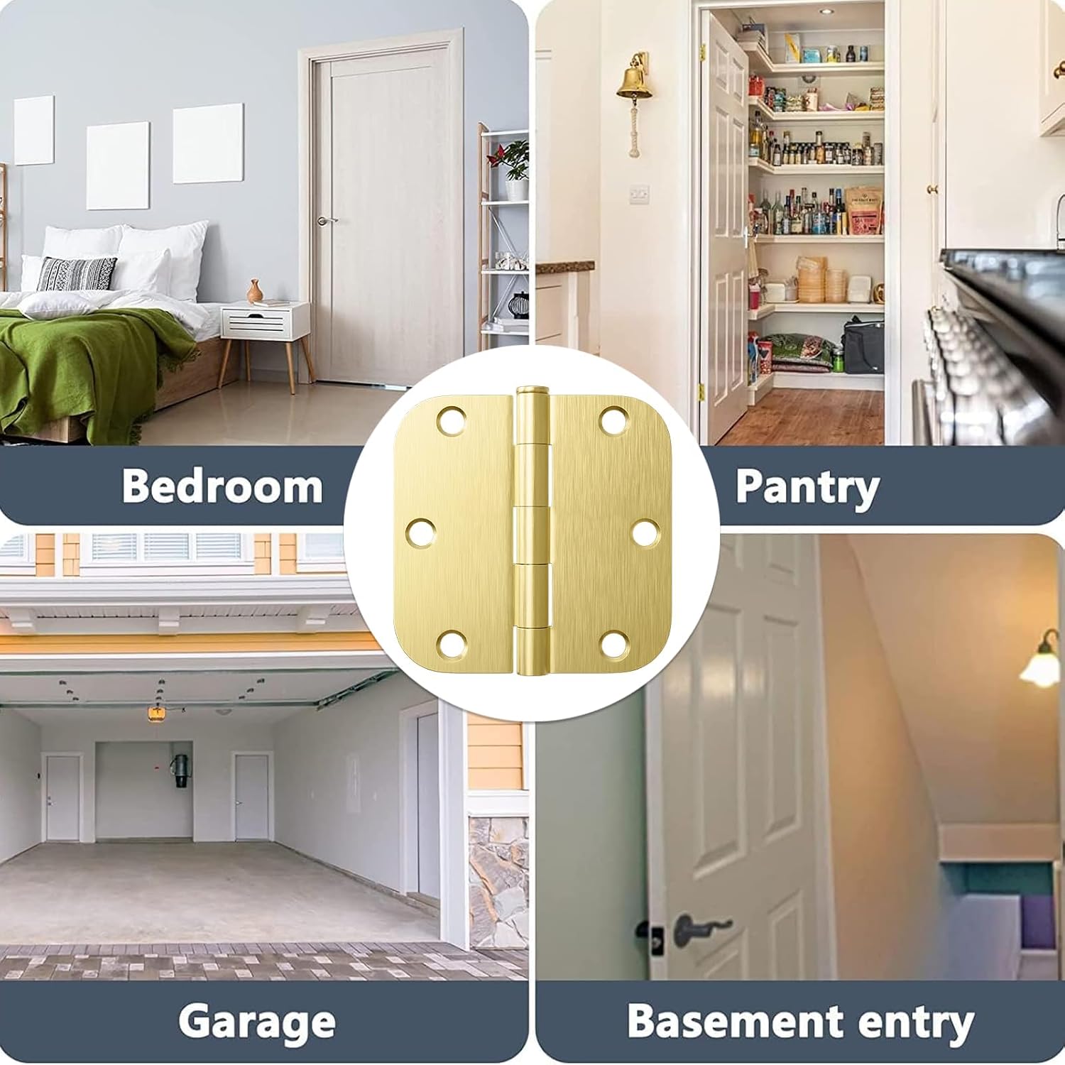 HOSOM 18 Pack 3.5 Inch Brushed Nickel Interior Door Hinges, 5/8 Radius, Satin Nickel 3 1/2 Interior Door Hinges, 3.5 "x 3.5" Silver Hardware