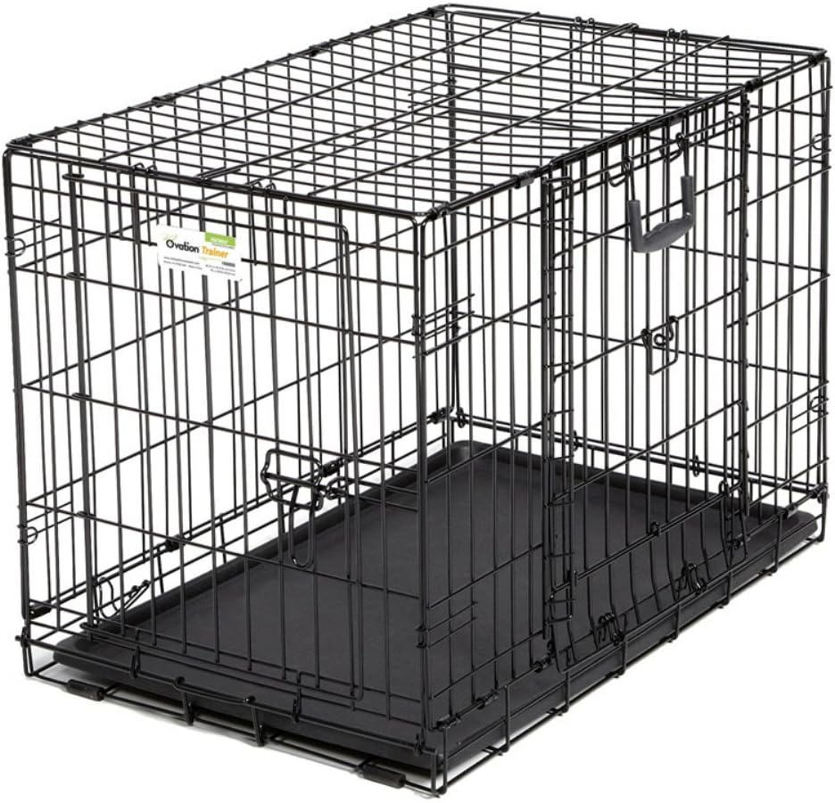 MidWest Homes for Pets Medium Ovation Double Door 30-inch Folding Metal Dog Crate, Front and Up & Away Side Doors, Space-Saving Design
