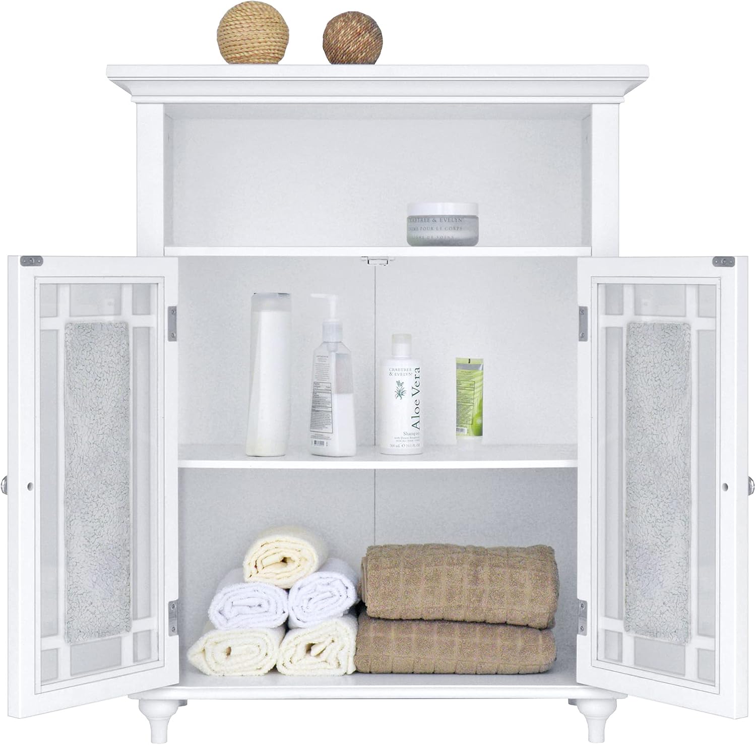 Teamson Home Windsor 26.5 in. x 34.02 in. 2-Door Freestanding Wooden Floor Cabinet with Adjustable Shelves for Storage Solutions in Bathrooms