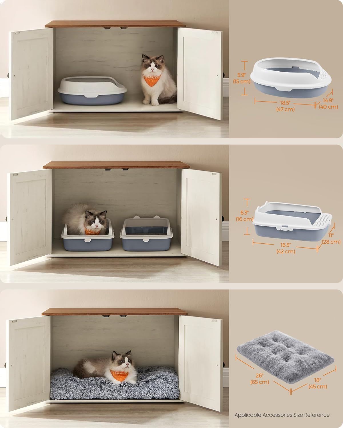 Feandrea Cat Litter Box Enclosure, End Table, 31.5 x 20.9 x 19.7 Inches