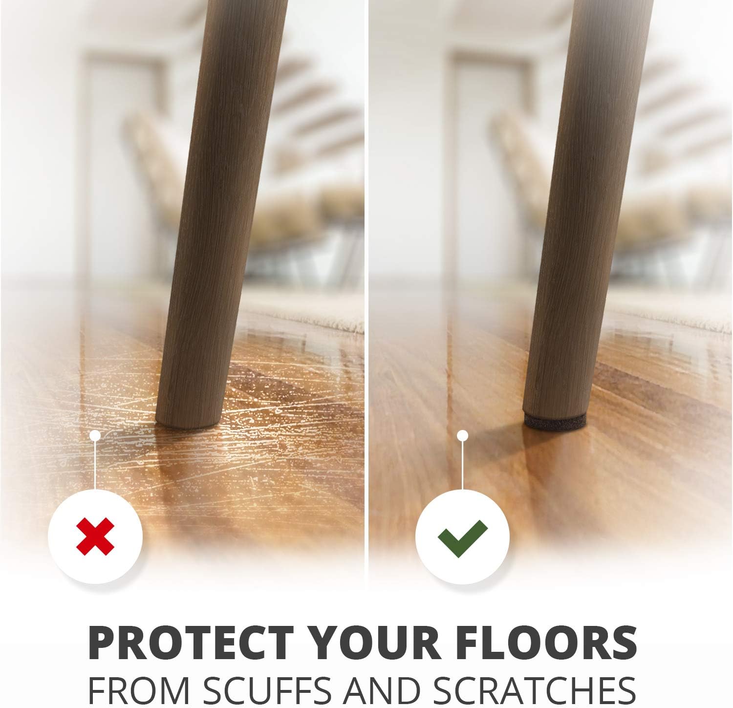 16 Heavy-Duty Felt Furniture Pads 2” 1/4” Thick X-Protector Round Felt Pads | for Furniture Feet - The Best Felt Floor Protectors for Furniture to Prevent Scratches. Protect Your Hard Floor! (Brown)