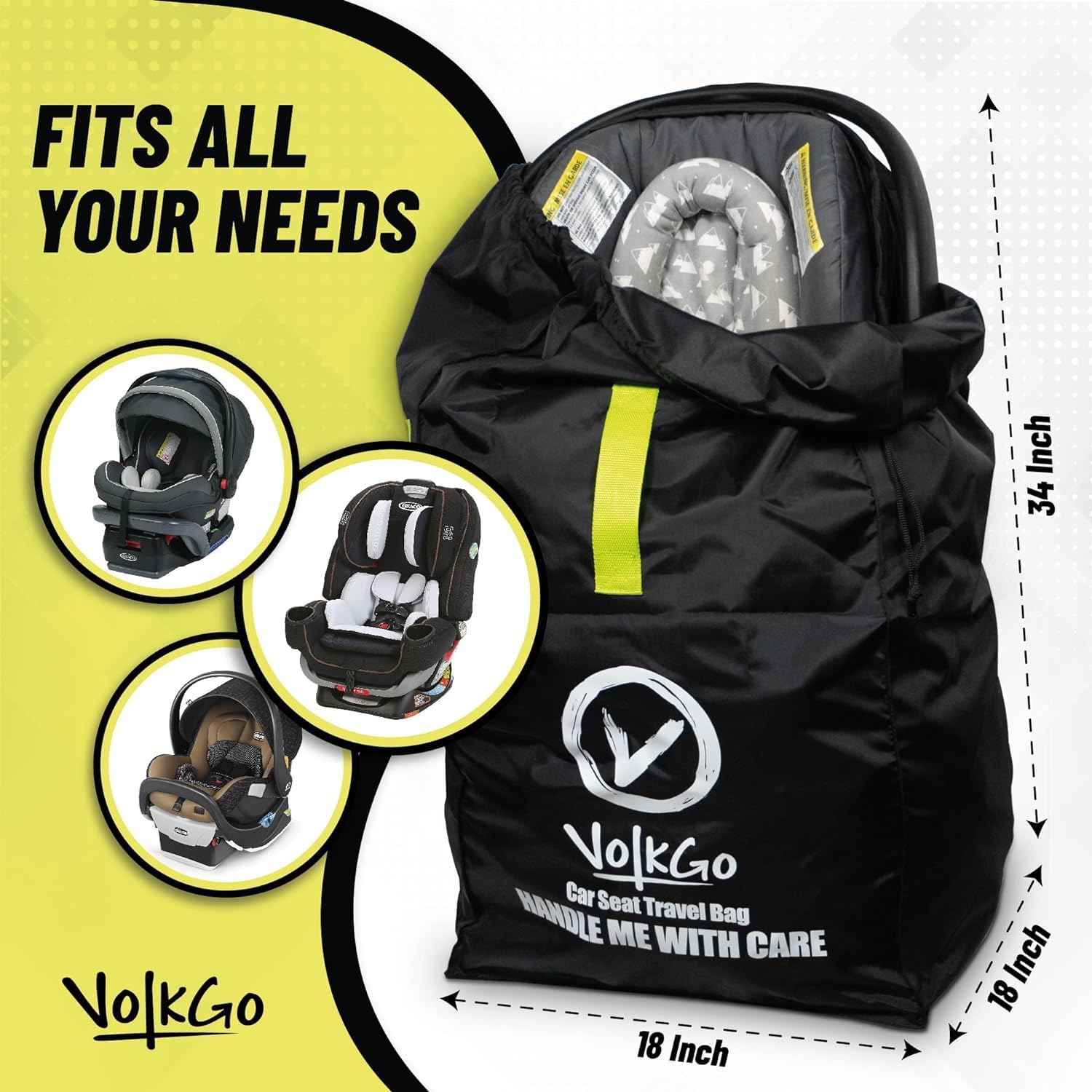 Car Seat Travel Bag For Airplane with Carrying Handle Straps, Gate Check Bag, Car Seat Bags for Air Travel Carseat Travel Cover, Carseat Travel Bag Cover for Airplane Travel