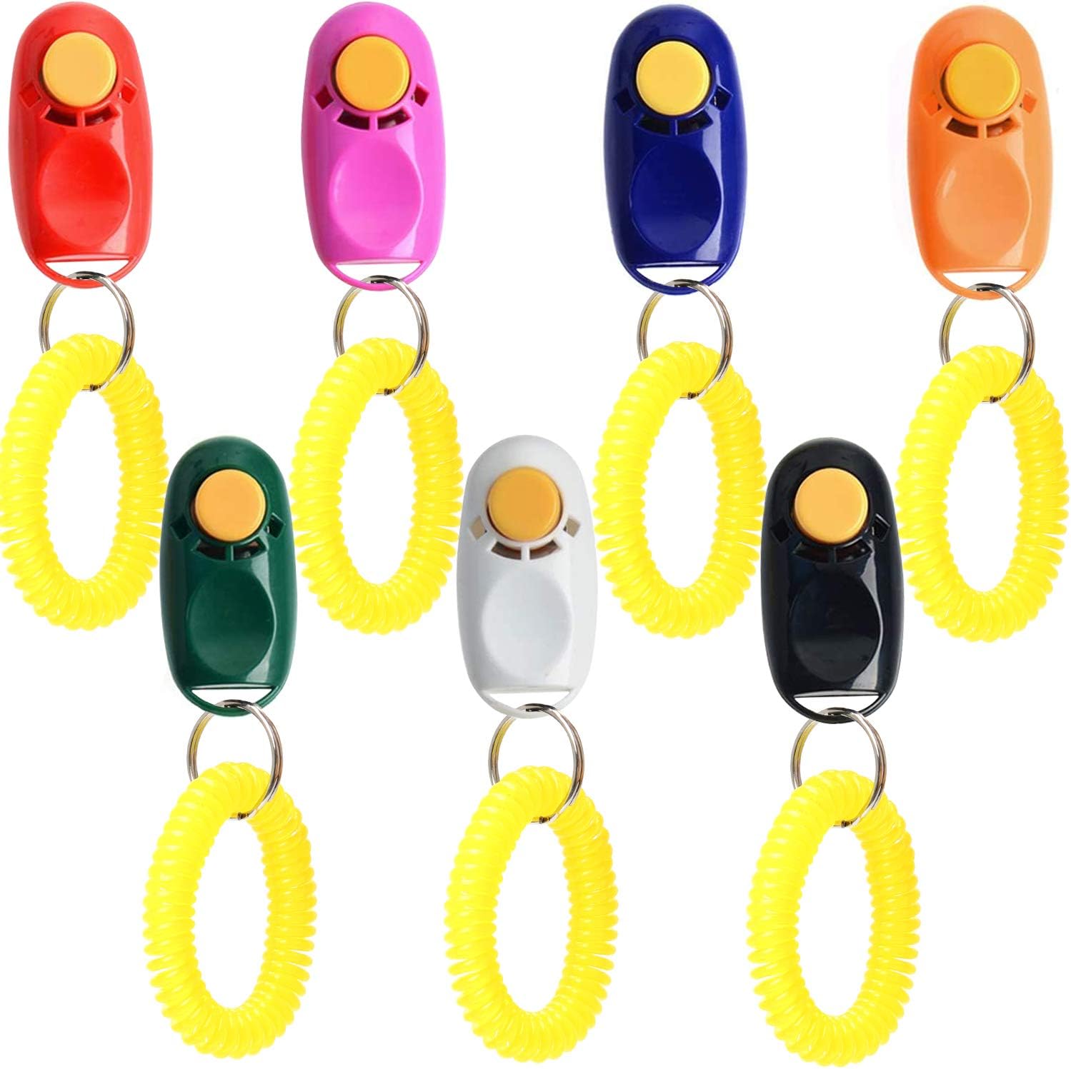Coolrunner 7pcs 7 Color Universal Animal Pet Dog Training Clicker | with Wrist Bands Strap