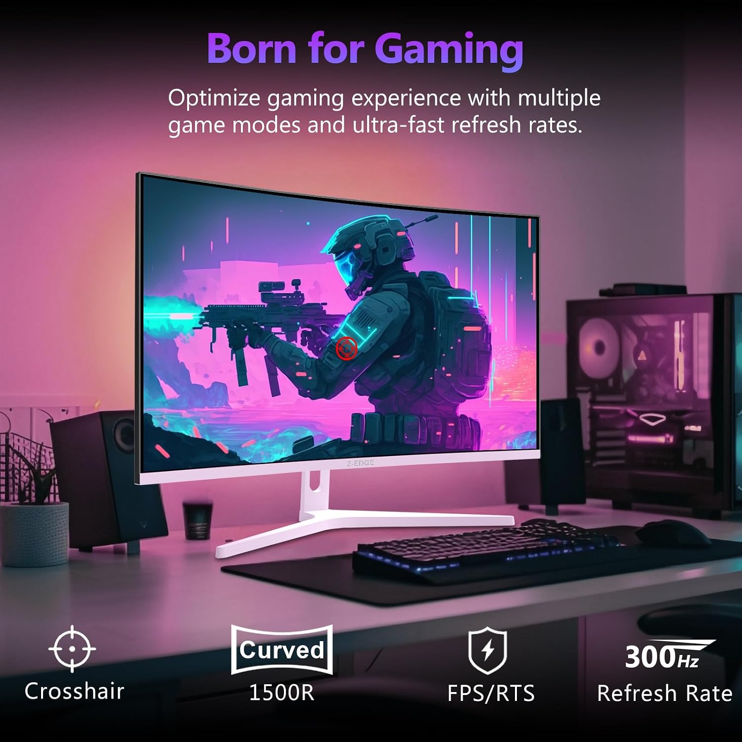 Z-Edge 34 inch WQHD 1440P Curved Gaming Monitor, 240Hz Computer Monitor | AG34P 1500R Frameless 21:9 Curved Screen, Height Adjustable, Office & Gaming, 1ms, Dual DP & HDMI, Metal Stand