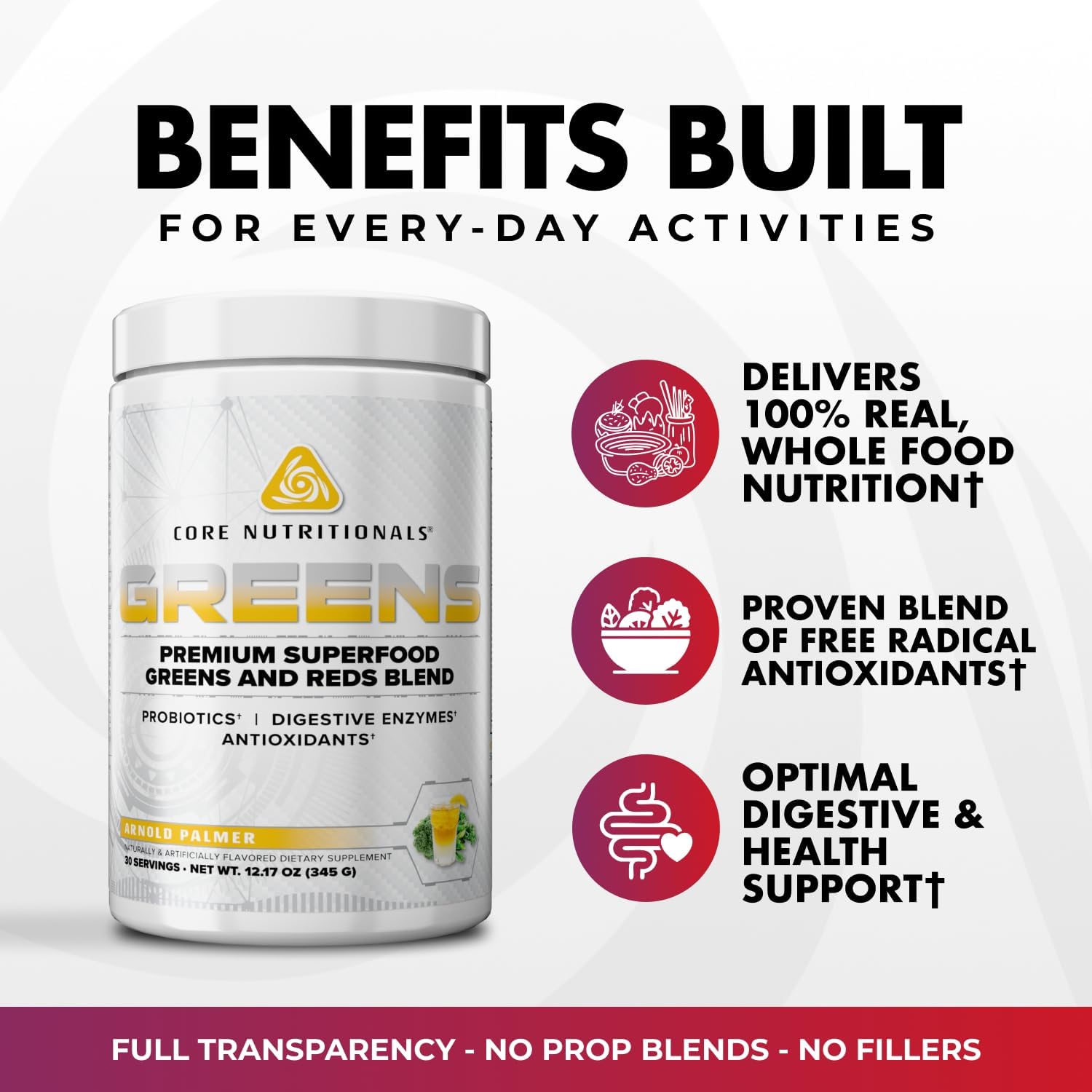 Core Nutritionals Greens, Digestive Support, Berry Bliss, 30 Servings