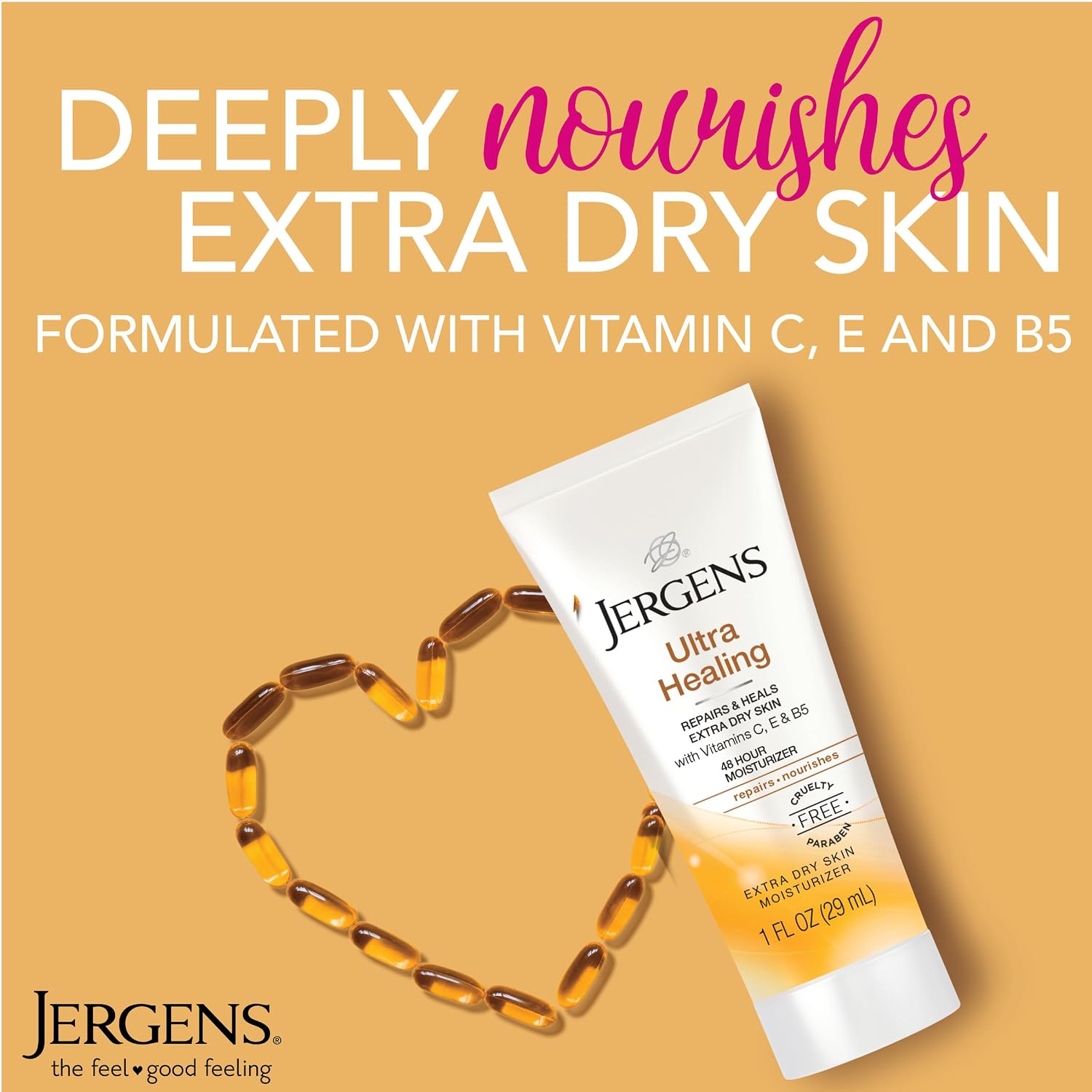 Jergens Ultra Healing Dry Skin Lotion, Hand and Body Moisturizer for Quick Absorption into Extra Dry Skin with Hydralucence Blend, Vitamins C, E and B5, White, 32oz